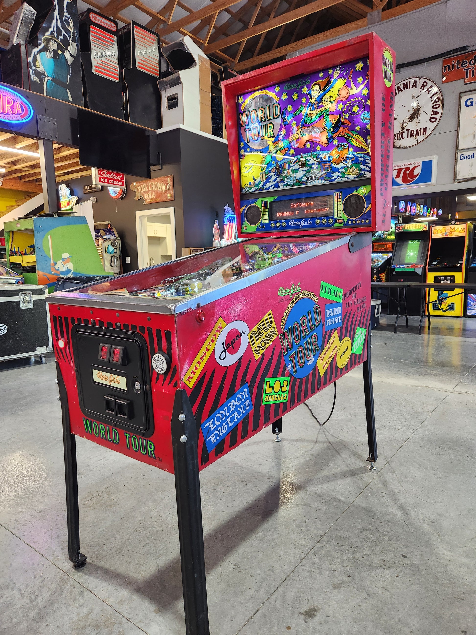 AL'S GARAGE BAND GOES ON A WORLD TOUR - 1992 Alvin G Pinball Machine - Shopped and WORKING!