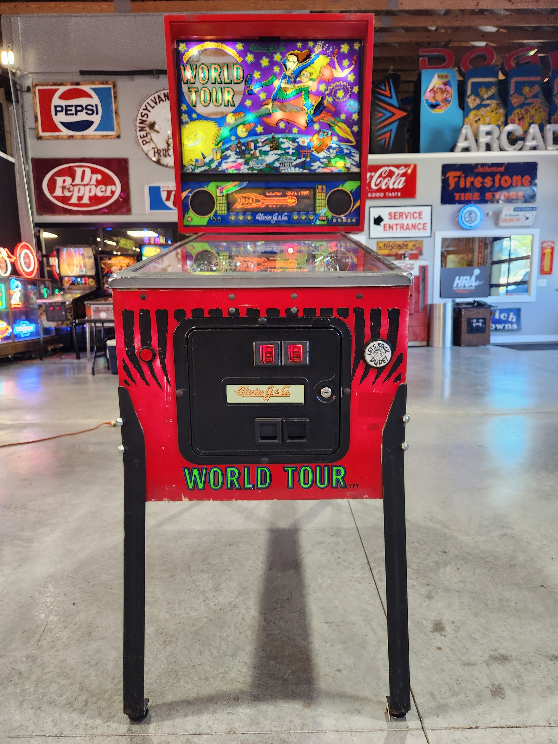 AL'S GARAGE BAND GOES ON A WORLD TOUR - 1992 Alvin G Pinball Machine - Shopped and WORKING!