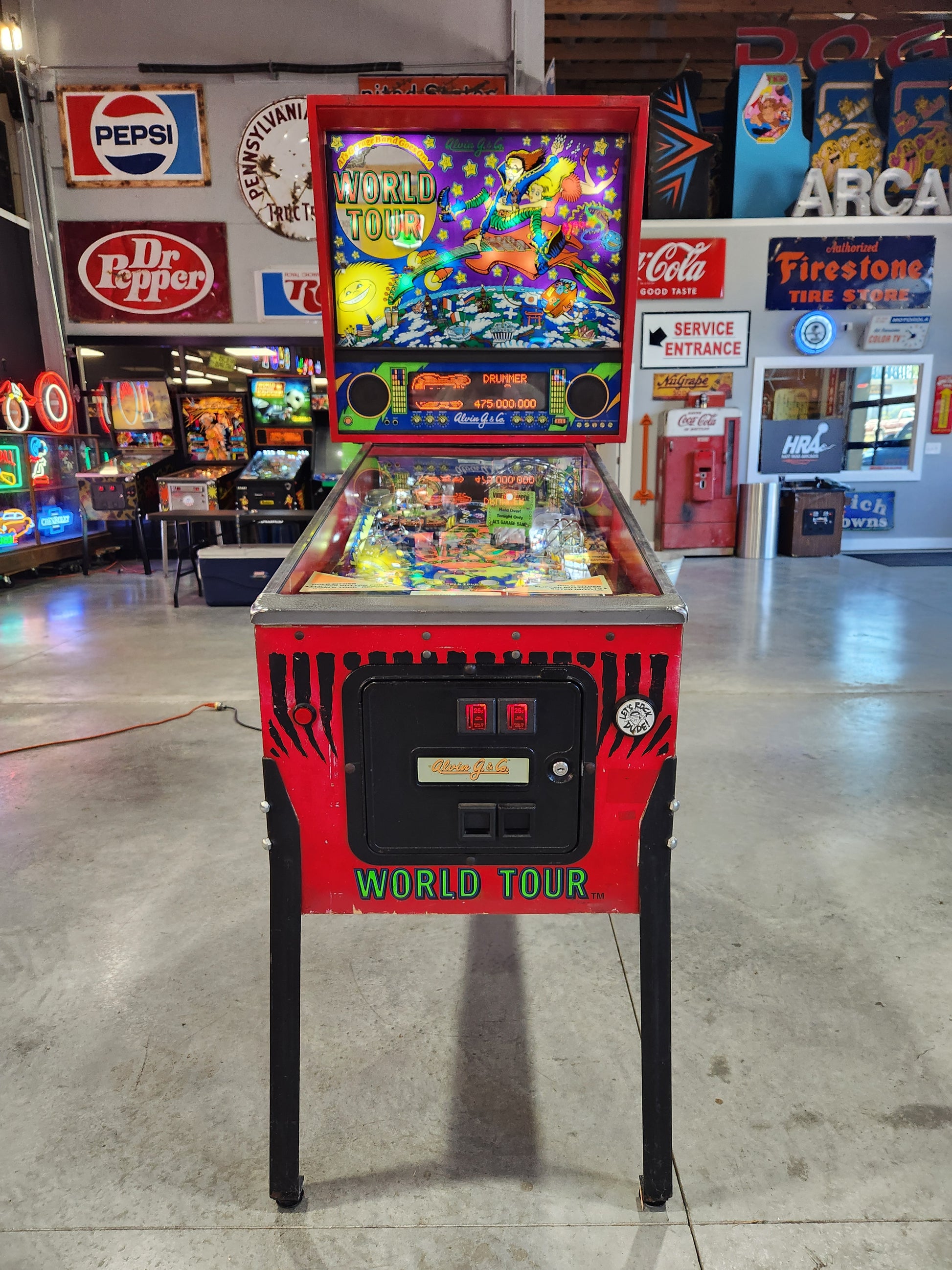 AL'S GARAGE BAND GOES ON A WORLD TOUR - 1992 Alvin G Pinball Machine - Shopped and WORKING!