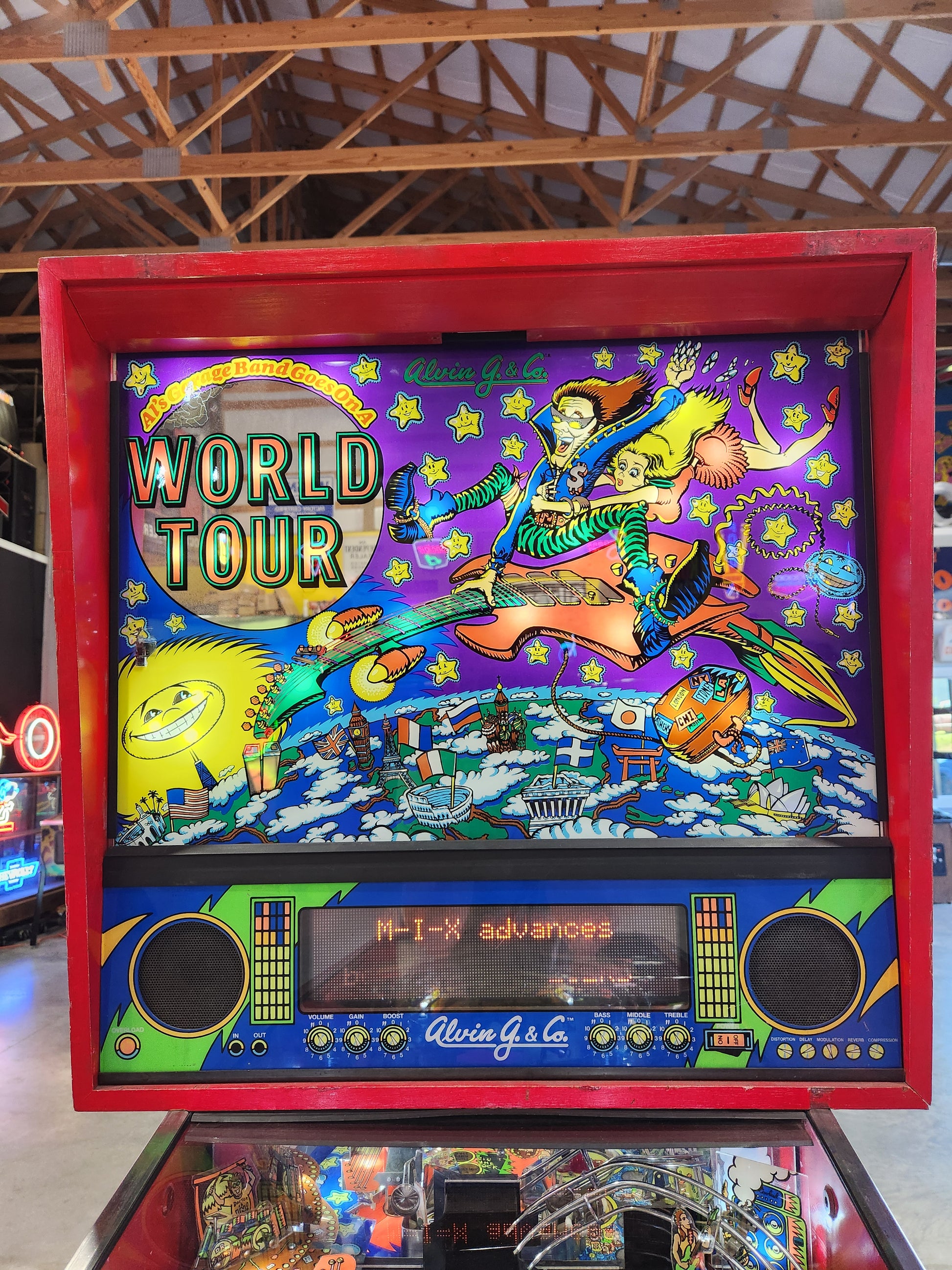 AL'S GARAGE BAND GOES ON A WORLD TOUR - 1992 Alvin G Pinball Machine - Shopped and WORKING!
