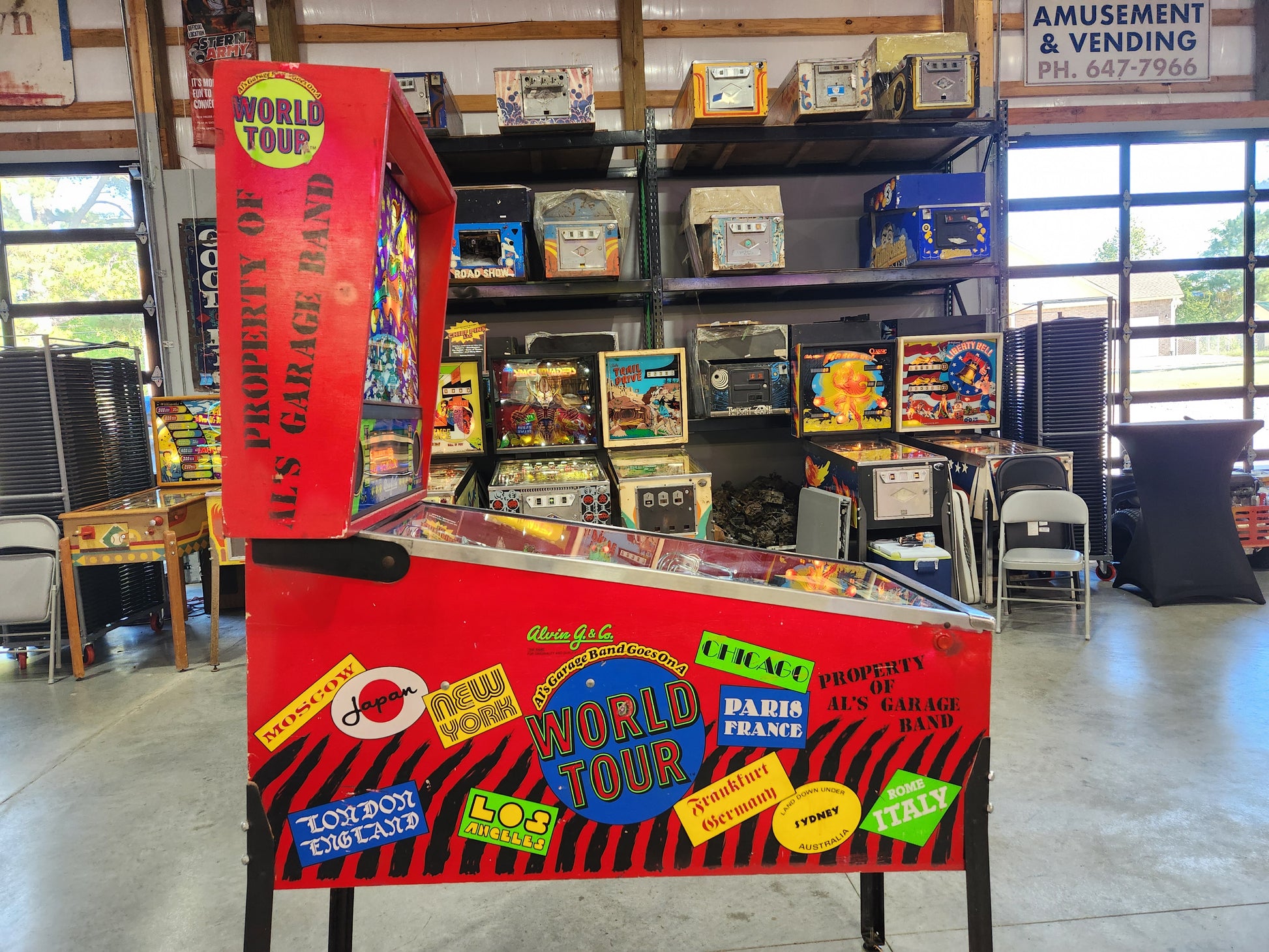 AL'S GARAGE BAND GOES ON A WORLD TOUR - 1992 Alvin G Pinball Machine - Shopped and WORKING!
