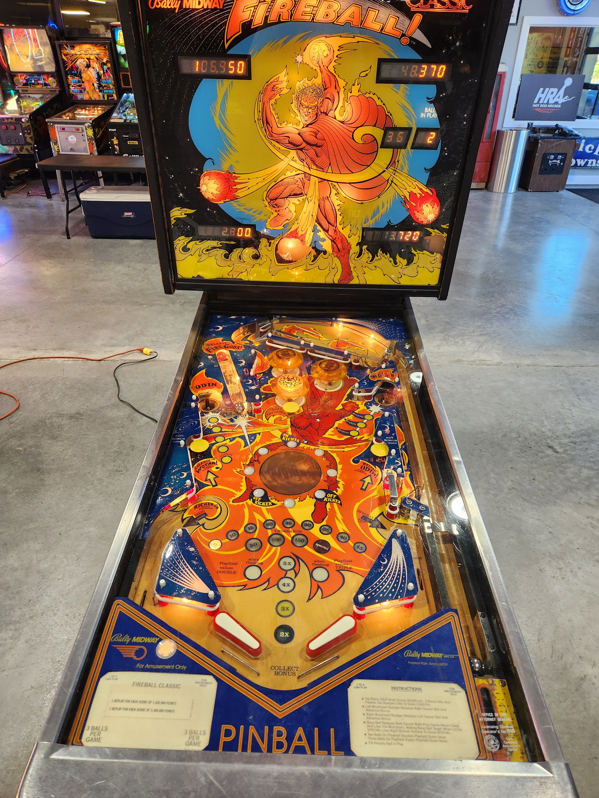 FIREBALL CLASSIC - 1985 Bally Pinball Machine - Shopped and WORKS 100%!