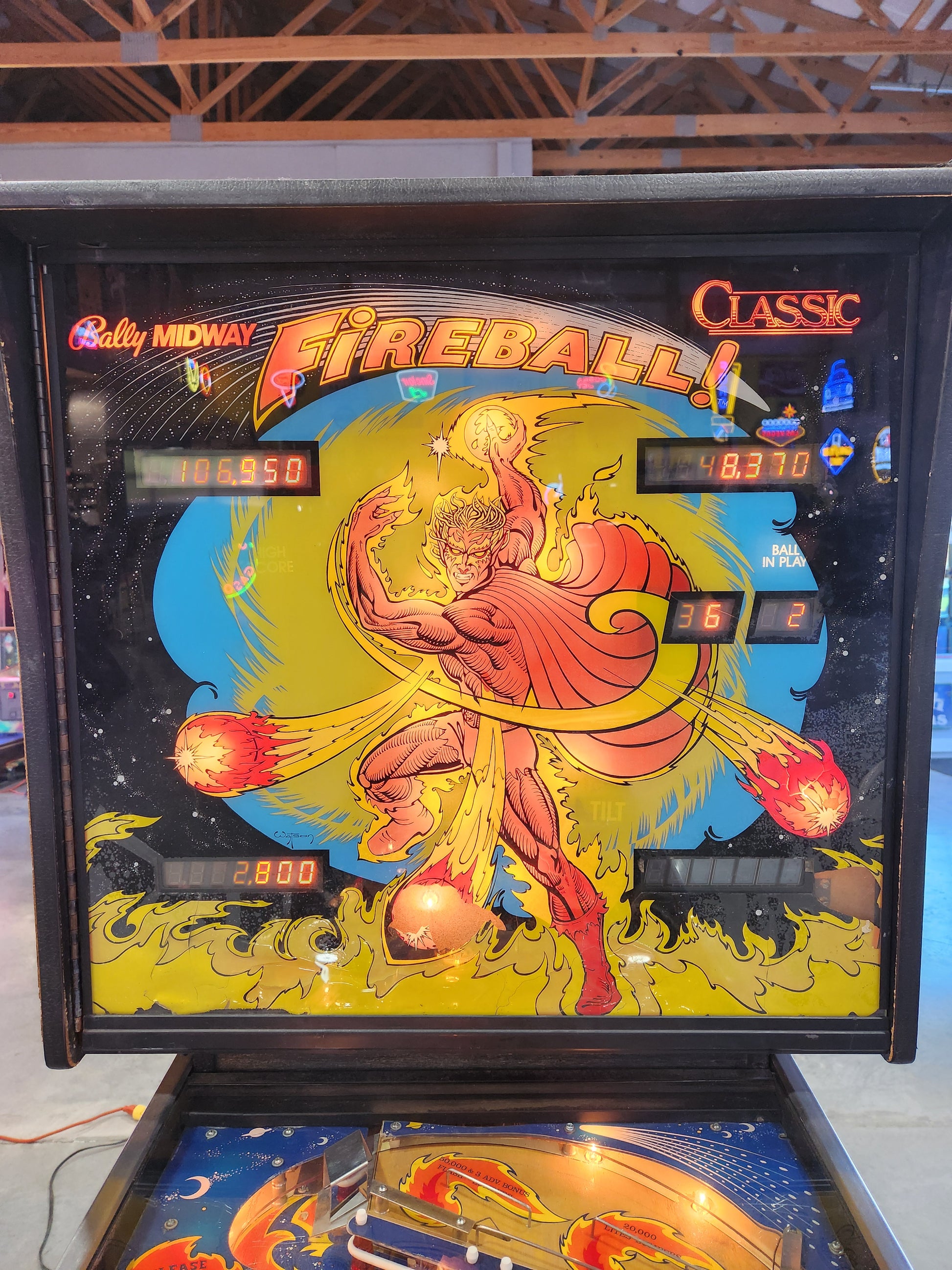FIREBALL CLASSIC - 1985 Bally Pinball Machine - Shopped and WORKS 100%!