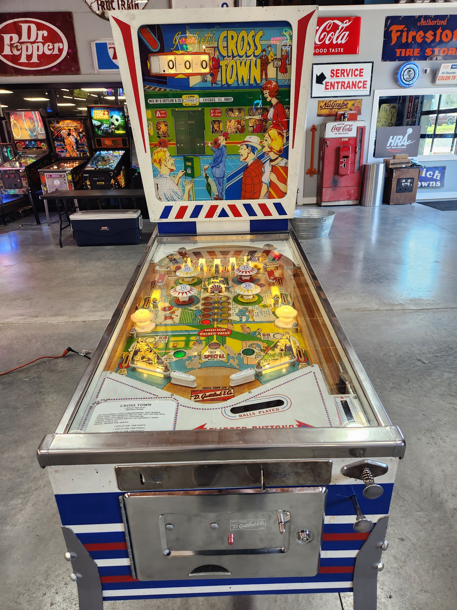 CROSS TOWN - 1966 Gottlieb EM Pinball Machine - Shopped and WORKS GREAT!