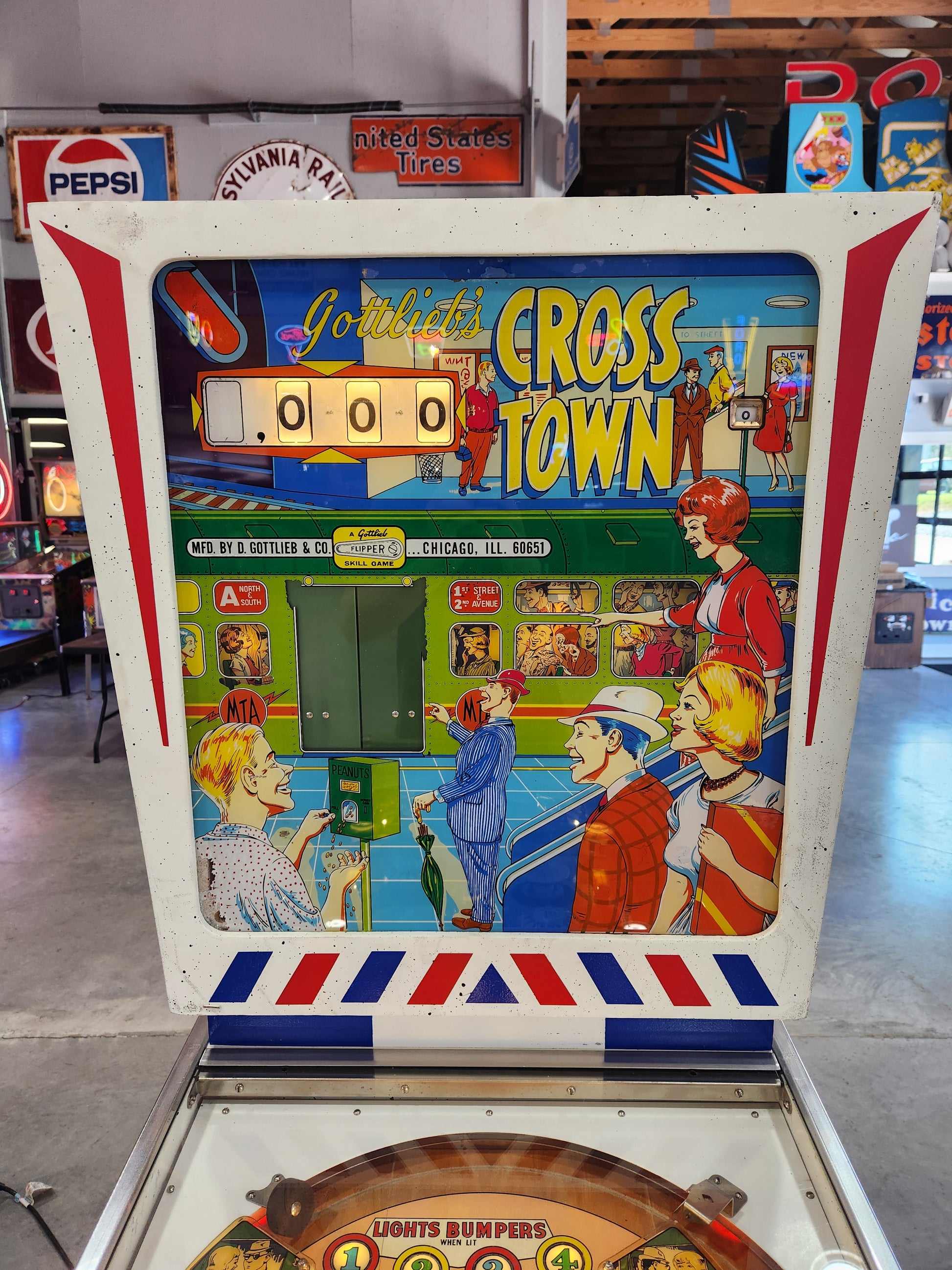 CROSS TOWN - 1966 Gottlieb EM Pinball Machine - Shopped and WORKS GREAT!