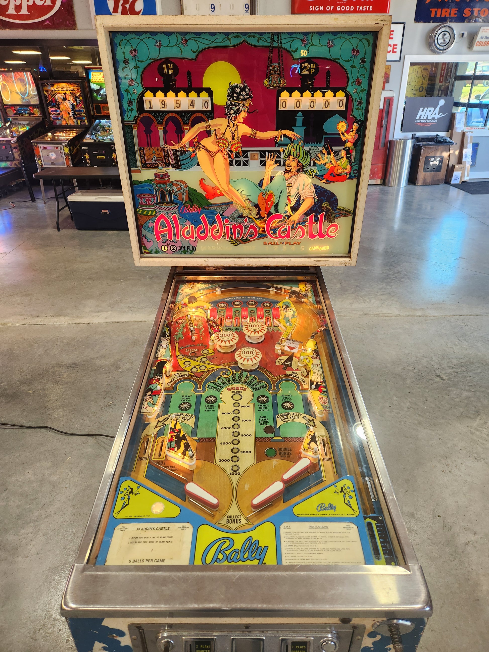 ALADDIN'S CASTLE - 1976 Bally EM Pinball Machine - Shopped and Working Great!