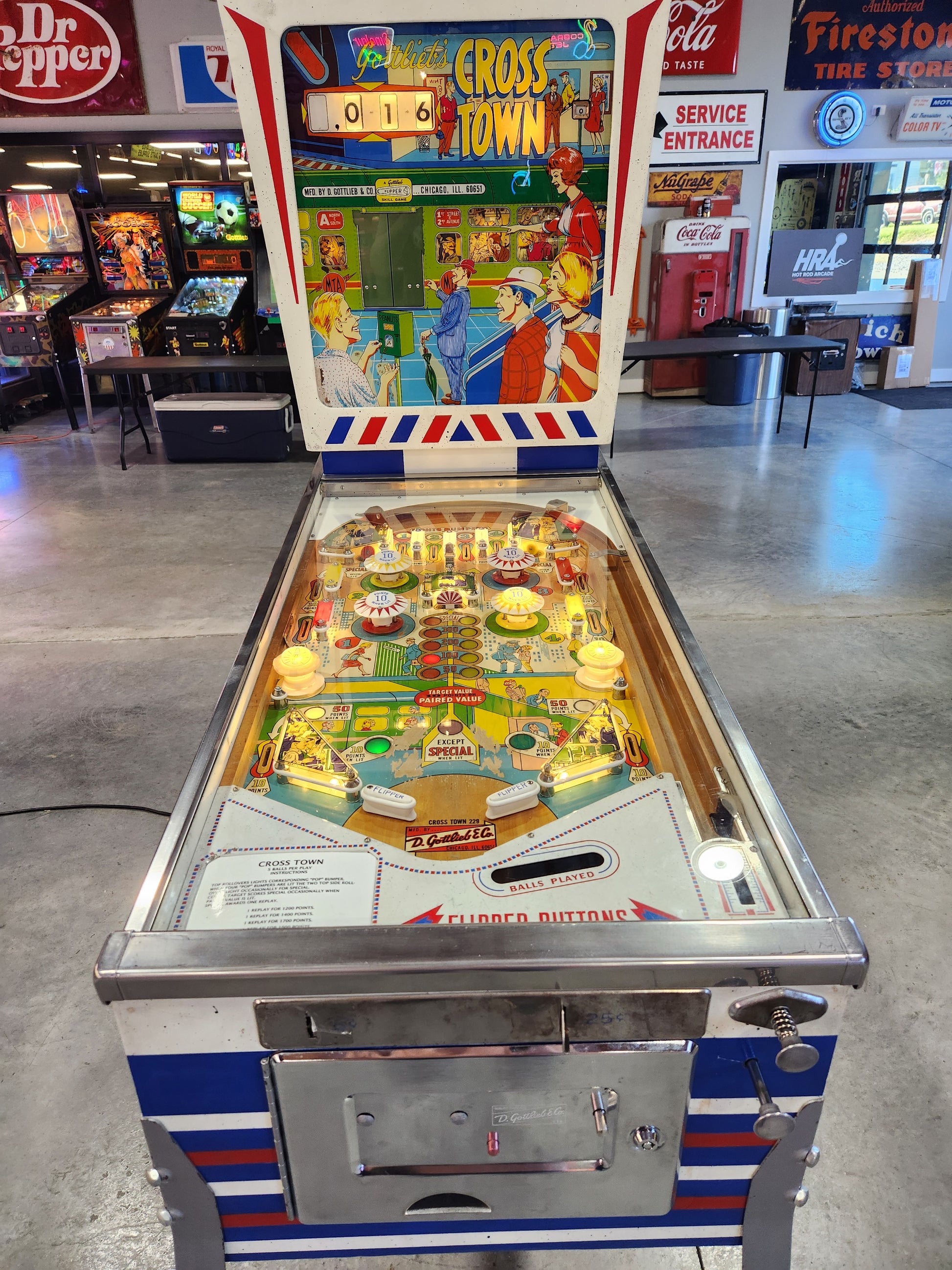 CROSS TOWN - 1966 Gottlieb EM Pinball Machine - Shopped and WORKS GREAT!