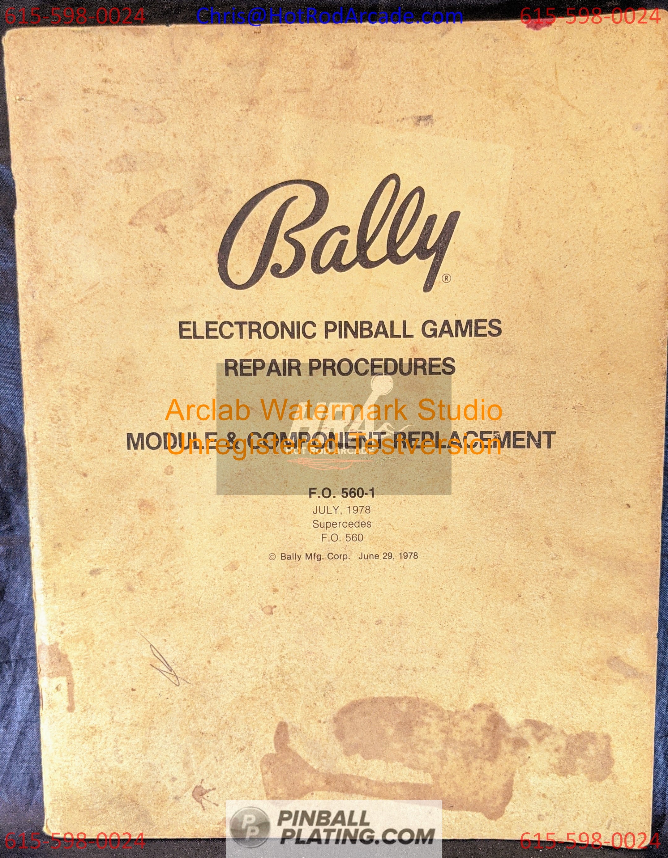 Bally Electronic Repair Module & Component - Pinball Manual - USED COPY