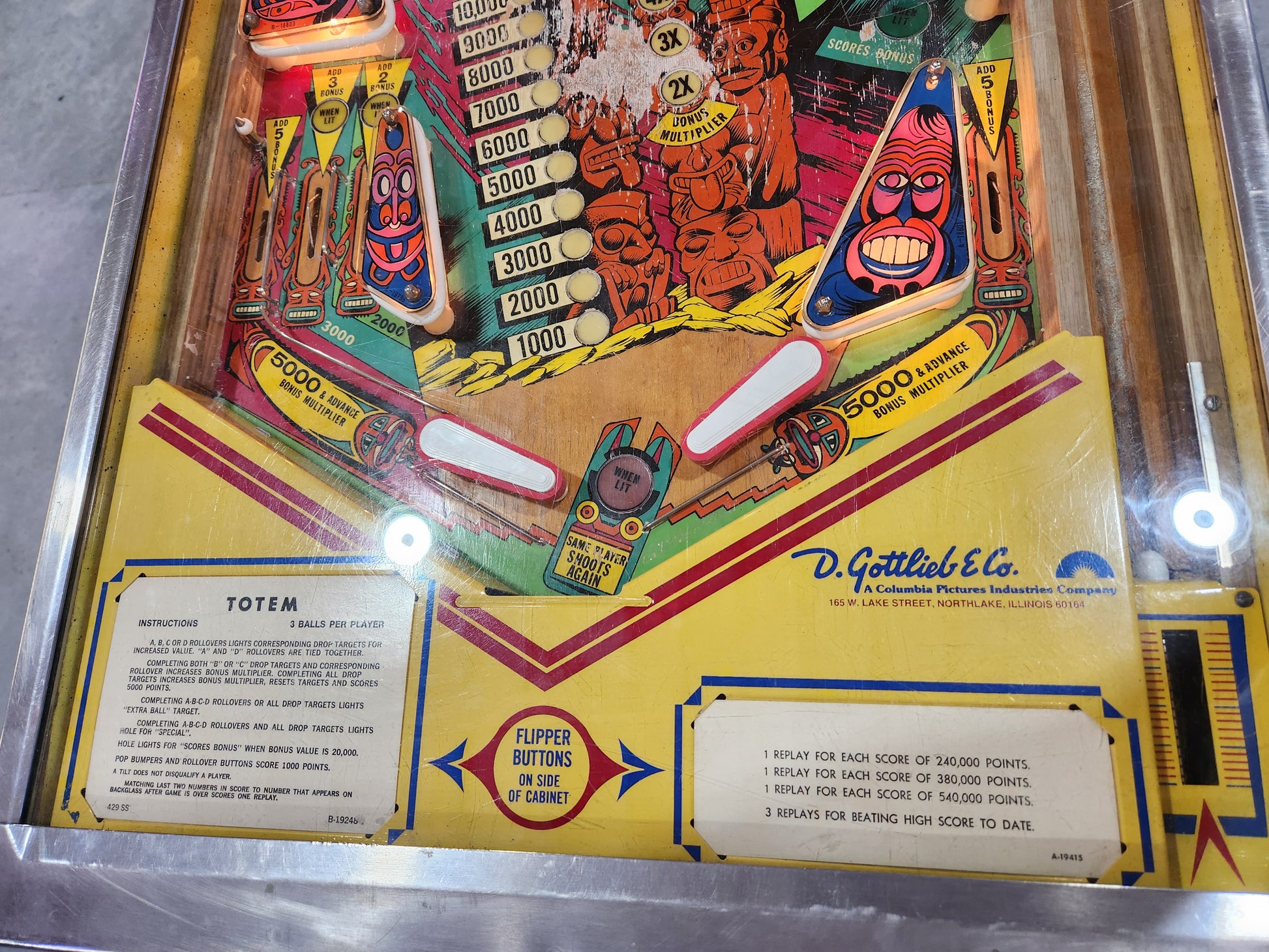 TOTEM - 1979 Gottleb Pinball Machine - Shopped and WORKING! New MPU