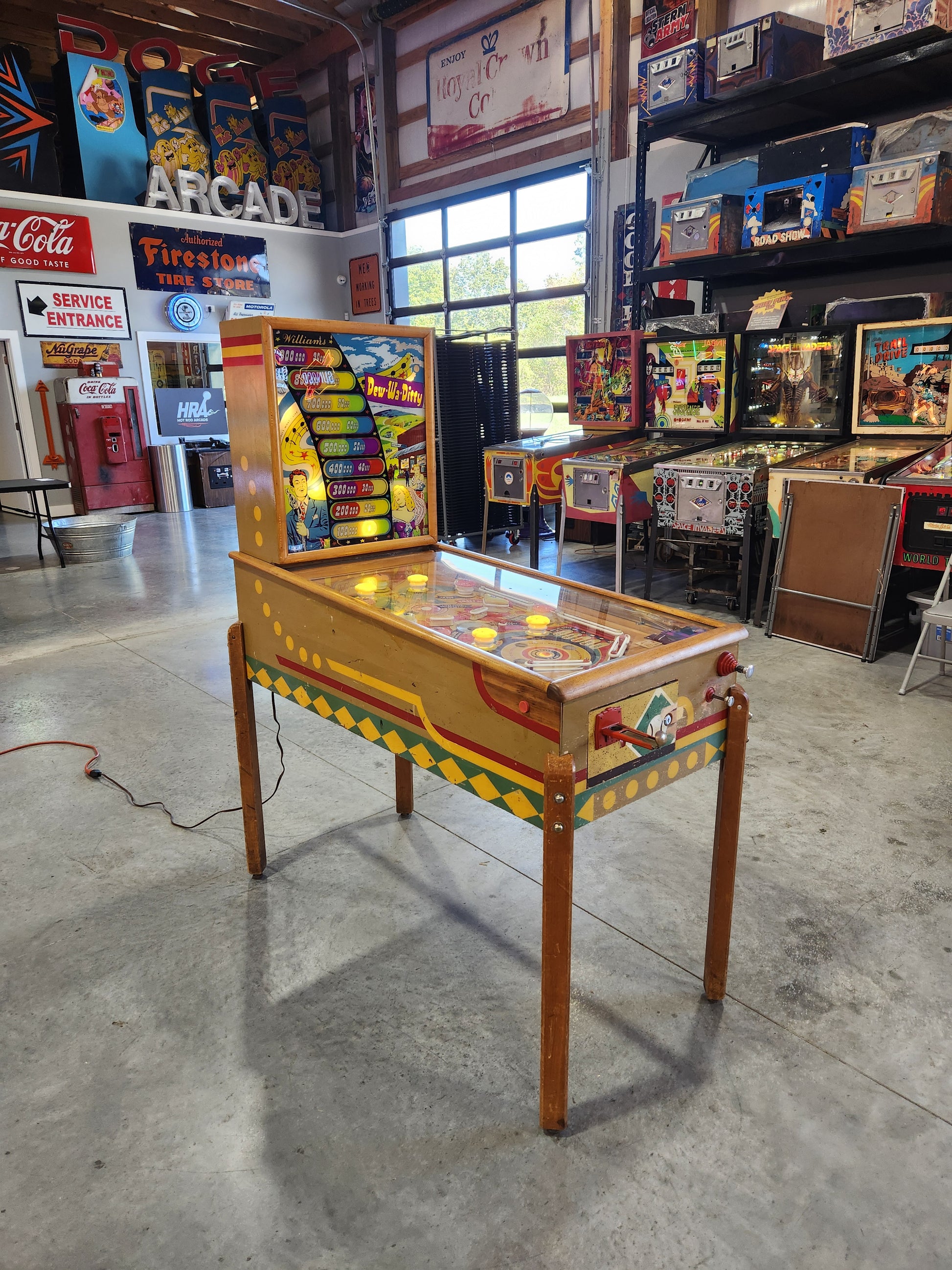 DEW-WA-DITTY - 1948 Williams Electro Mechanical Woodrail Pinball Machine - Shopped and WORKING!