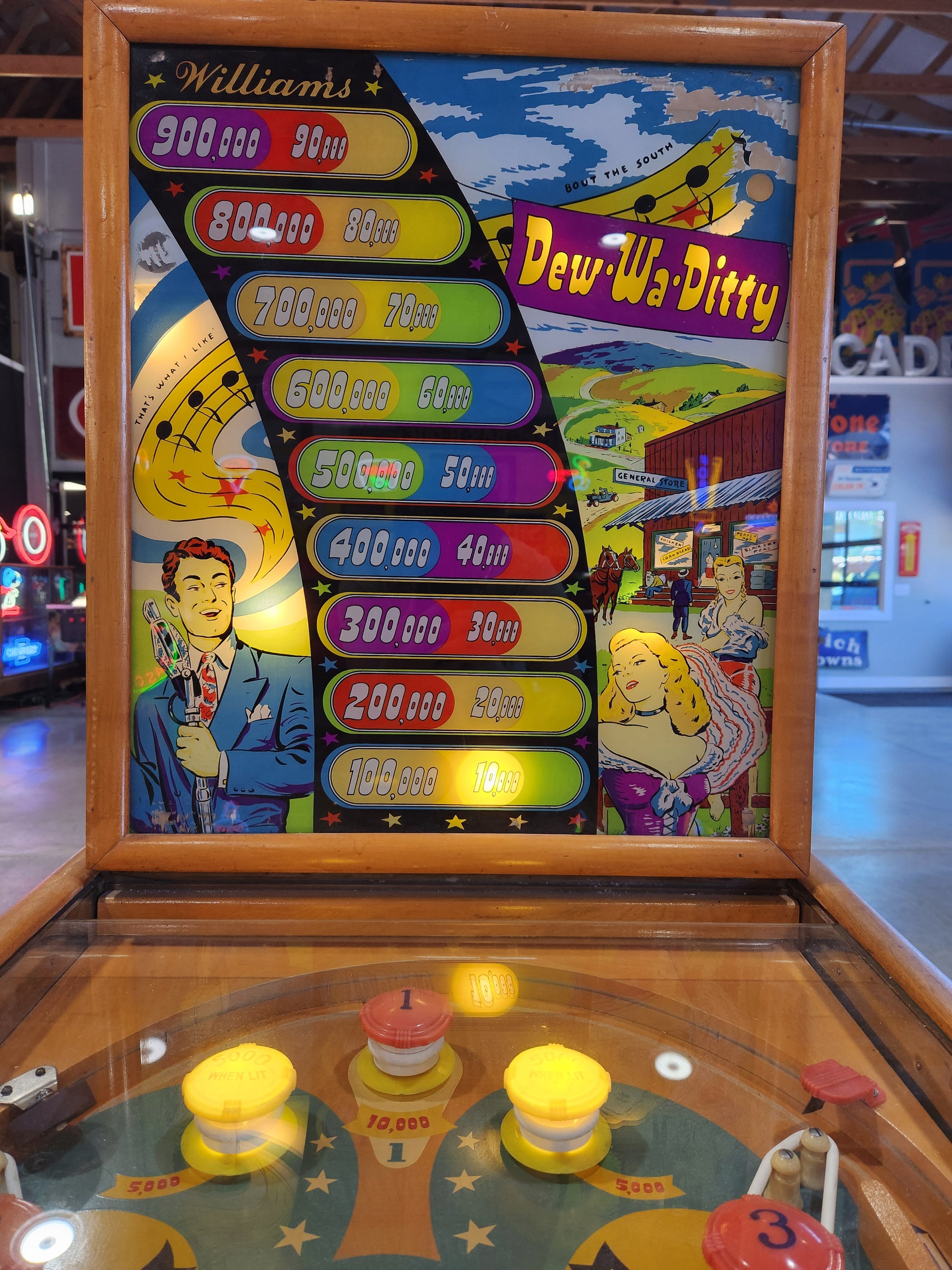 DEW-WA-DITTY - 1948 Williams Electro Mechanical Woodrail Pinball Machine - Shopped and WORKING!