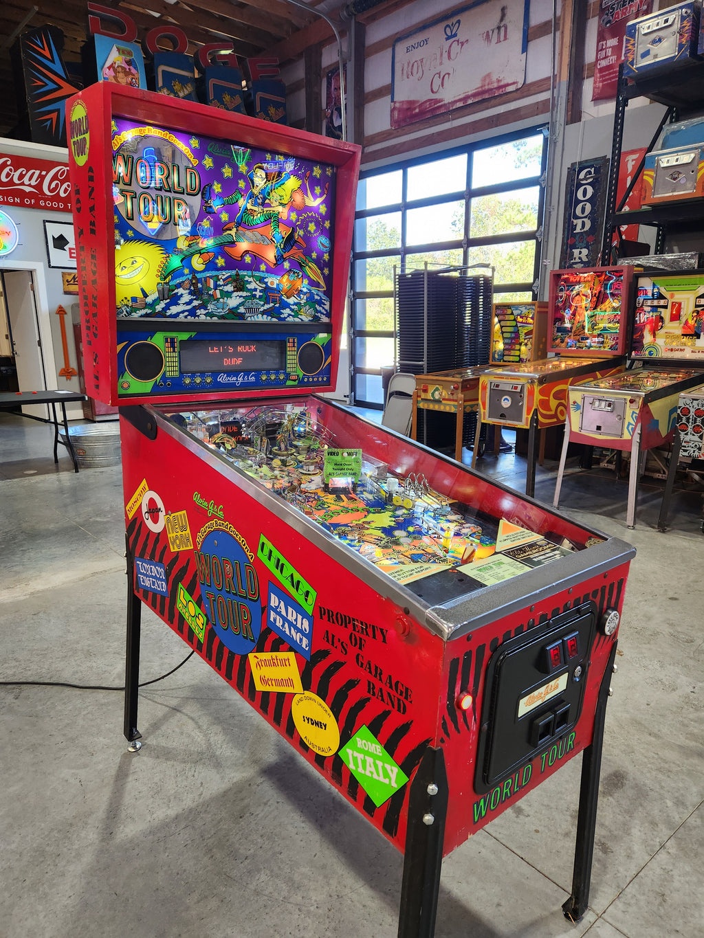 AL'S GARAGE BAND GOES ON A WORLD TOUR - 1992 Alvin G Pinball Machine - Shopped and WORKING!