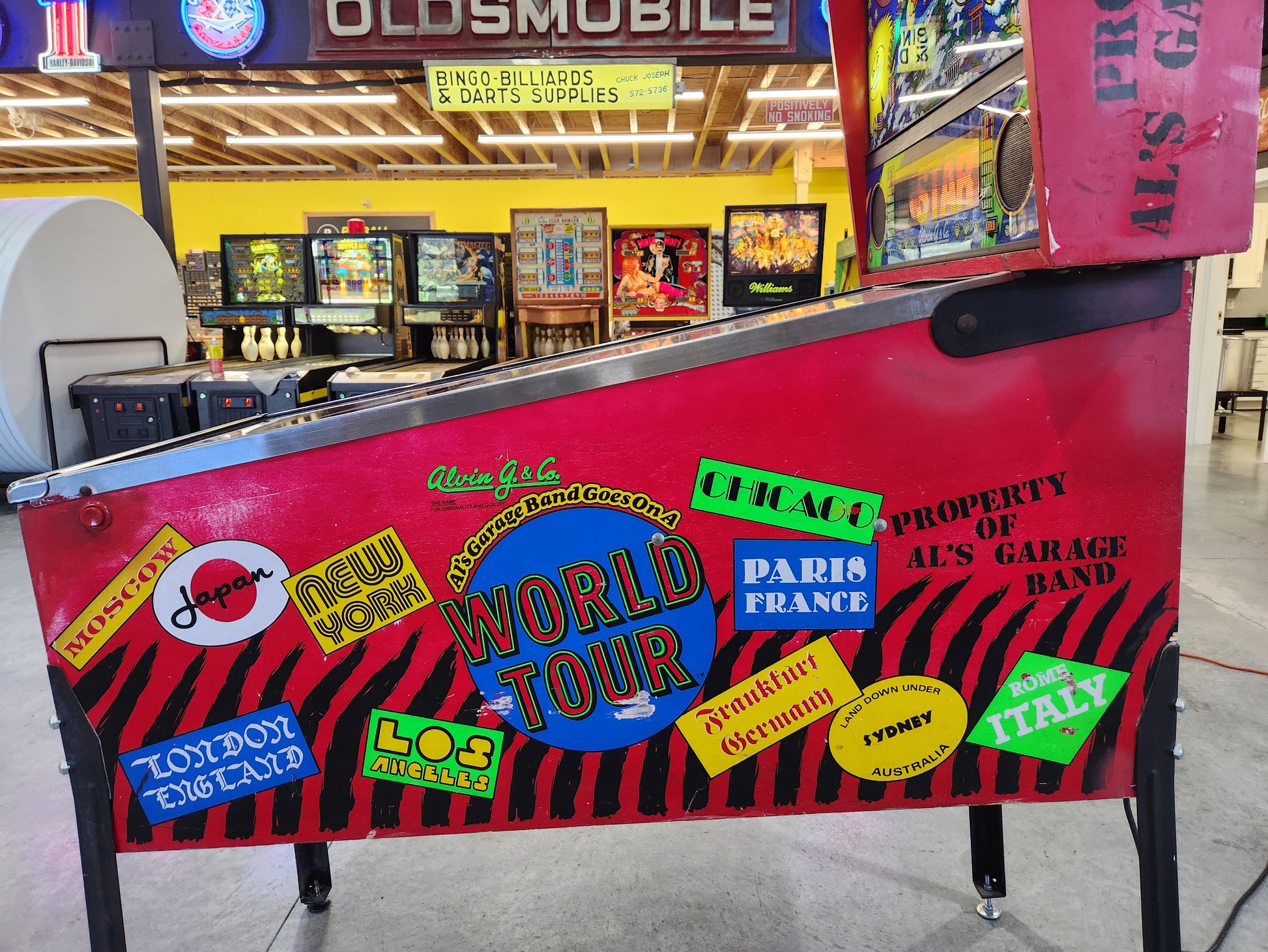 AL'S GARAGE BAND GOES ON A WORLD TOUR - 1992 Alvin G Pinball Machine - Shopped and WORKING!
