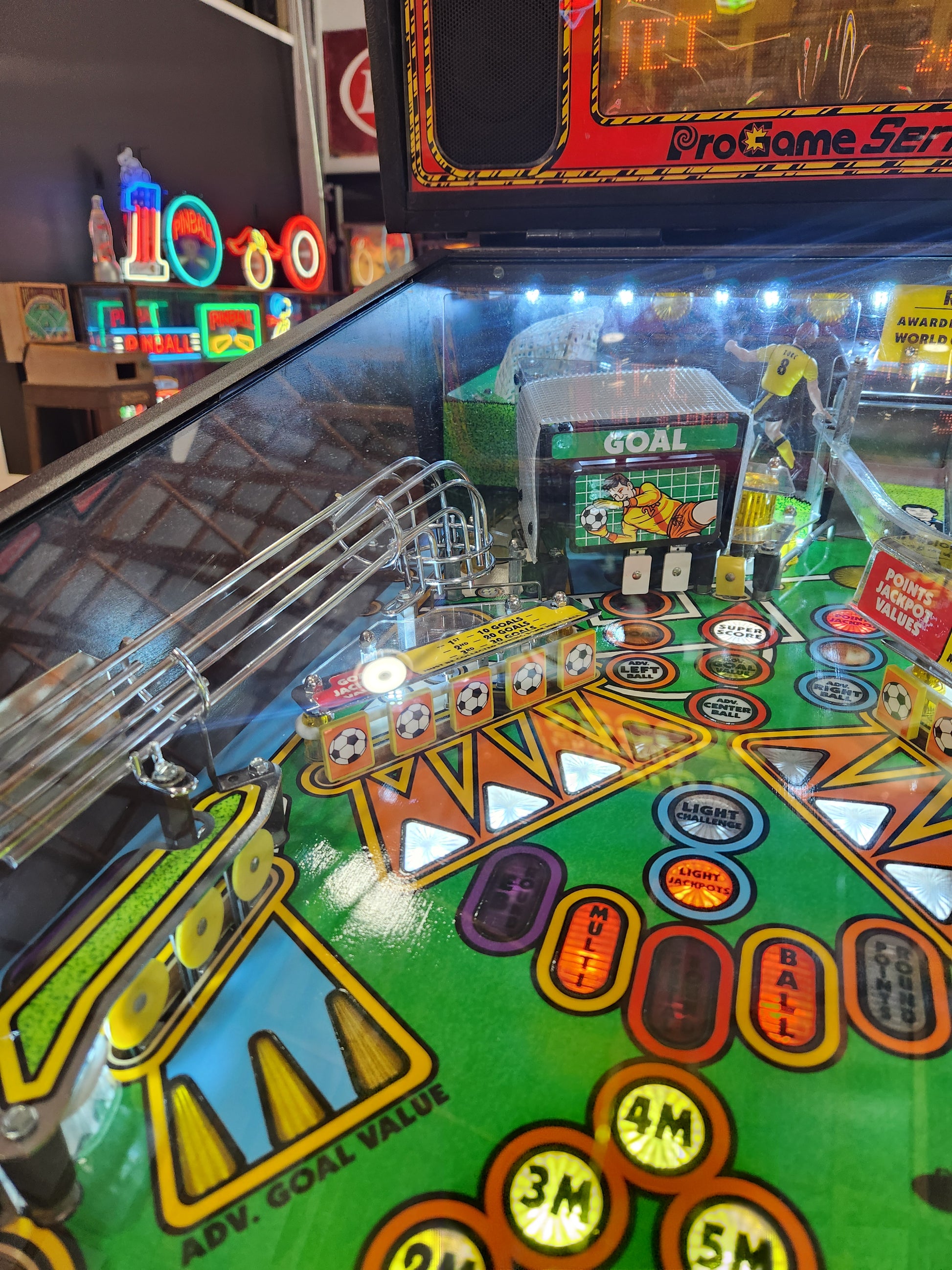 WORLD CHALLENGE SOCCER - 1994 Gottlieb Pinball Machine - NOS PLAYFIELD! Works all the way!