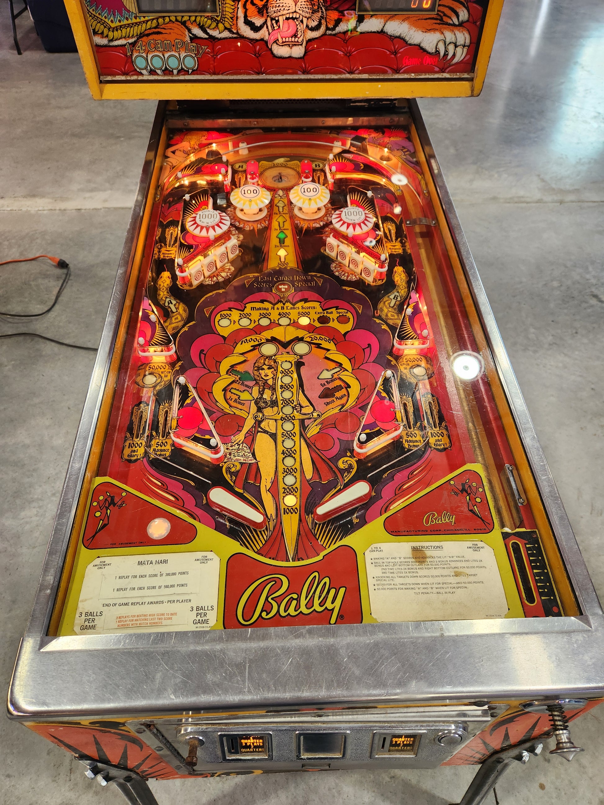 Mata Hari - 1978 Bally Pinball Machine - Shopped and Working 100%