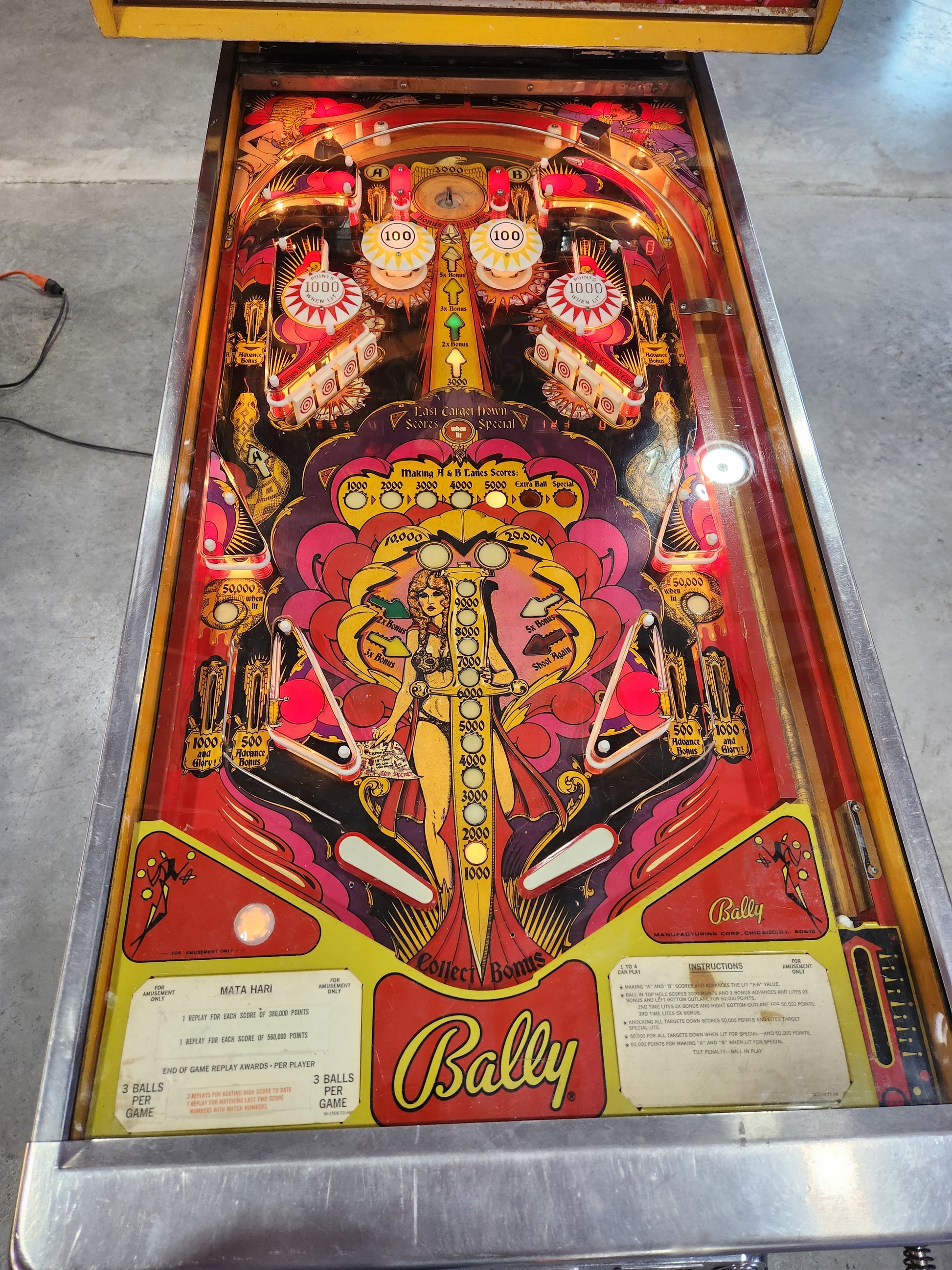 Mata Hari - 1978 Bally Pinball Machine - Shopped and Working 100%