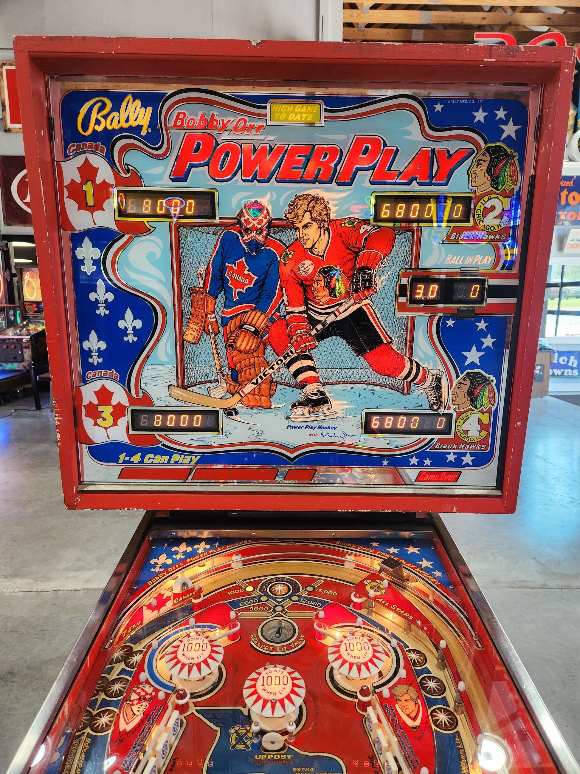 BOBBY ORR POWER PLAY - 1978 Bally Pinball Machine - NICE MACHINE - Shopped and Working Great%