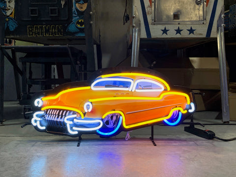 LED SLED HOT ROD OLD CAR NEON SIGN - Ready for Your Garage, Game Room or Man Cave!! REAL NEON!