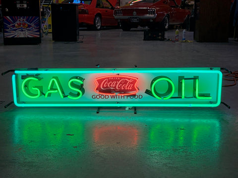 GAS OIL COKE NEON SIGN - Ready for Your Garage, Game Room or Man Cave!! REAL NEON!