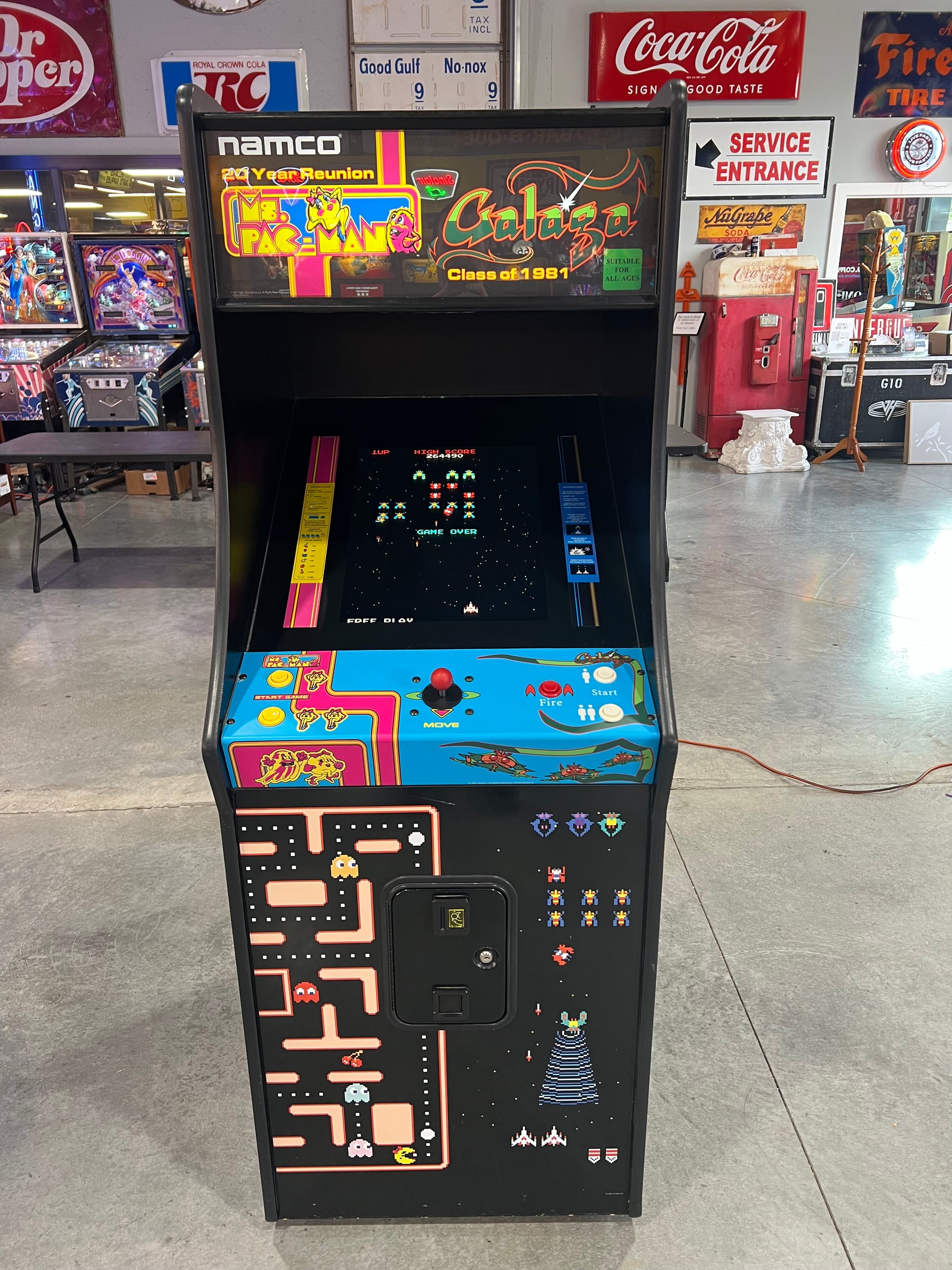 Ms Pac-Man Galaga Reunion Arcade Class of 1981 Game (also plays PAC-MAN) - Original NICE Cabinet - Works 100% Flat Screen BEAUTIFUL GAME!!!