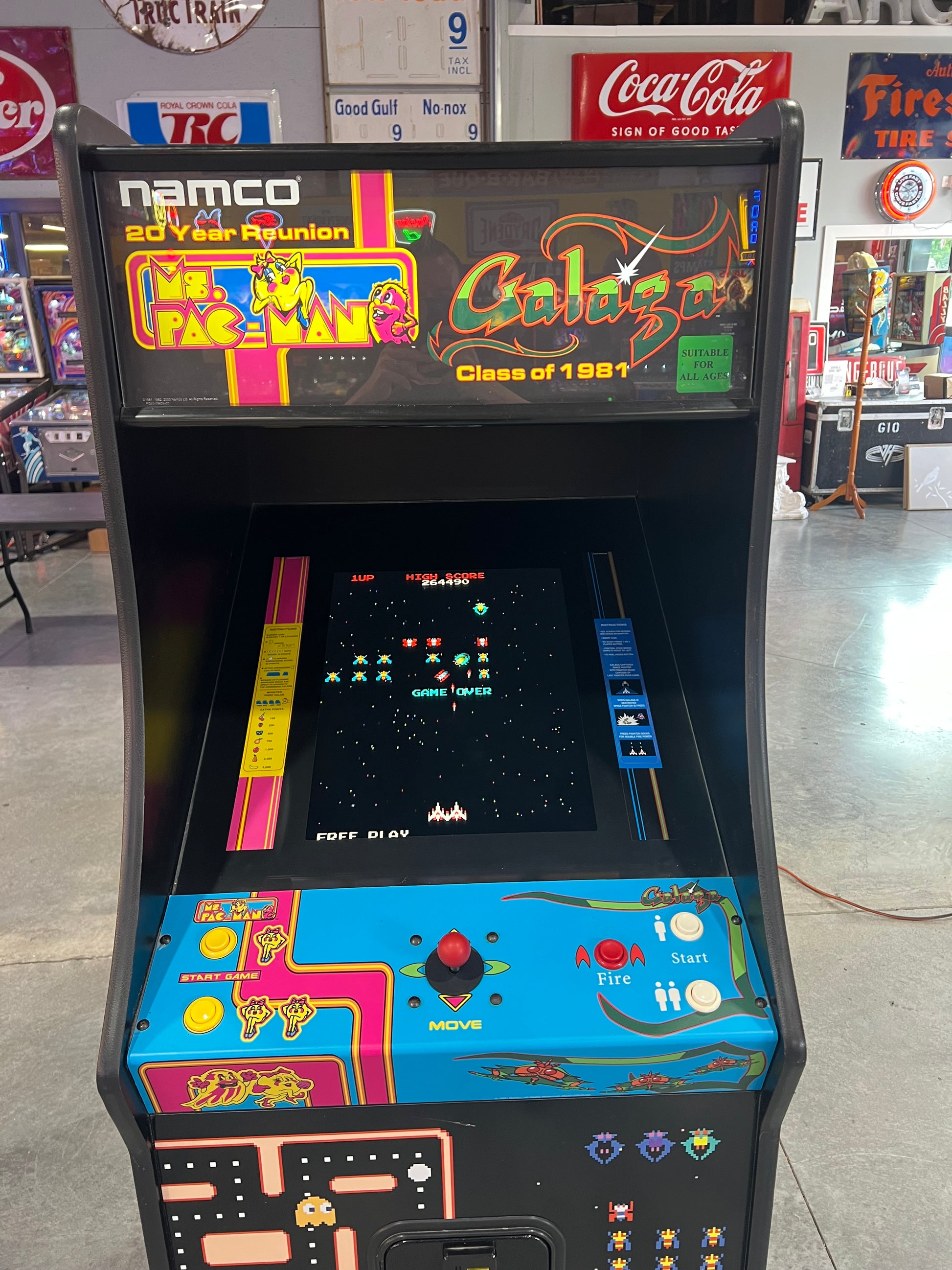 Ms Pac-Man Galaga Reunion Arcade Class of 1981 Game (also plays PAC-MAN) - Original NICE Cabinet - Works 100% Flat Screen BEAUTIFUL GAME!!!