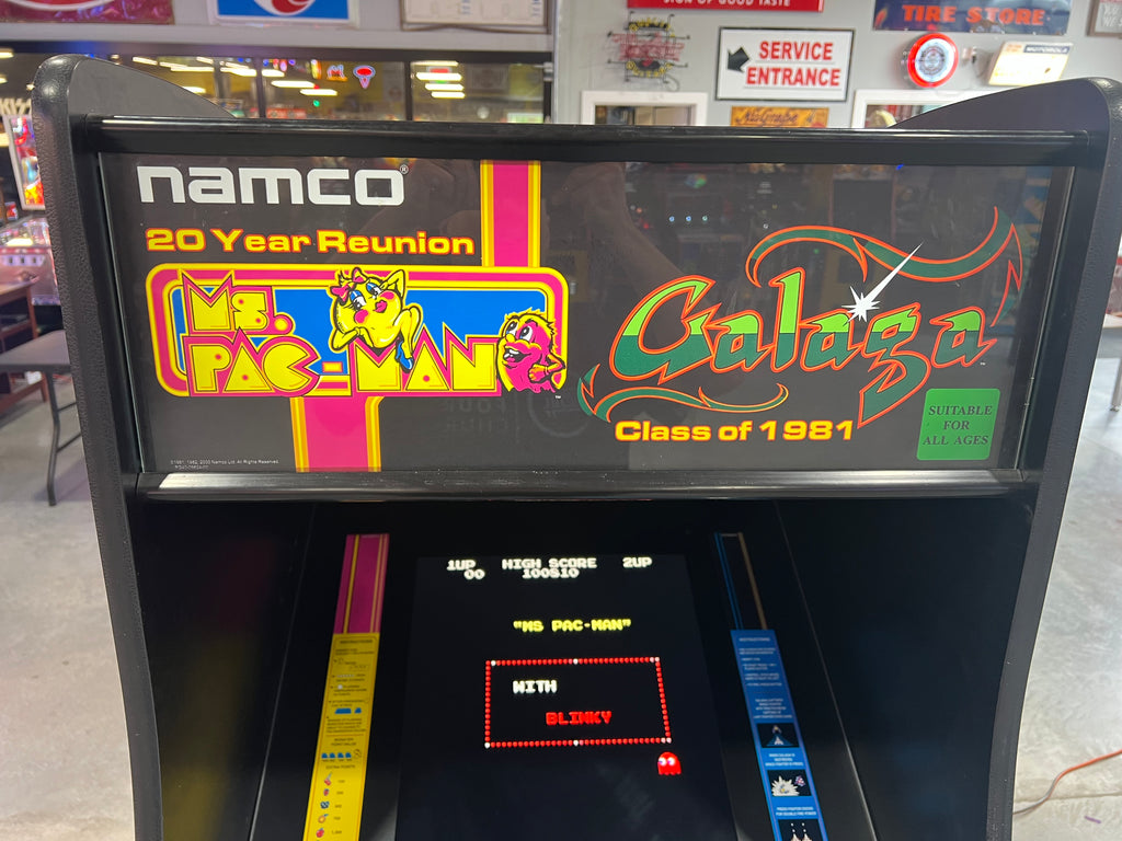 Ms Pac-Man Galaga Reunion Arcade Class of 1981 Game (also plays PAC-MAN) - Original NICE Cabinet - Works 100% Flat Screen BEAUTIFUL GAME!!!