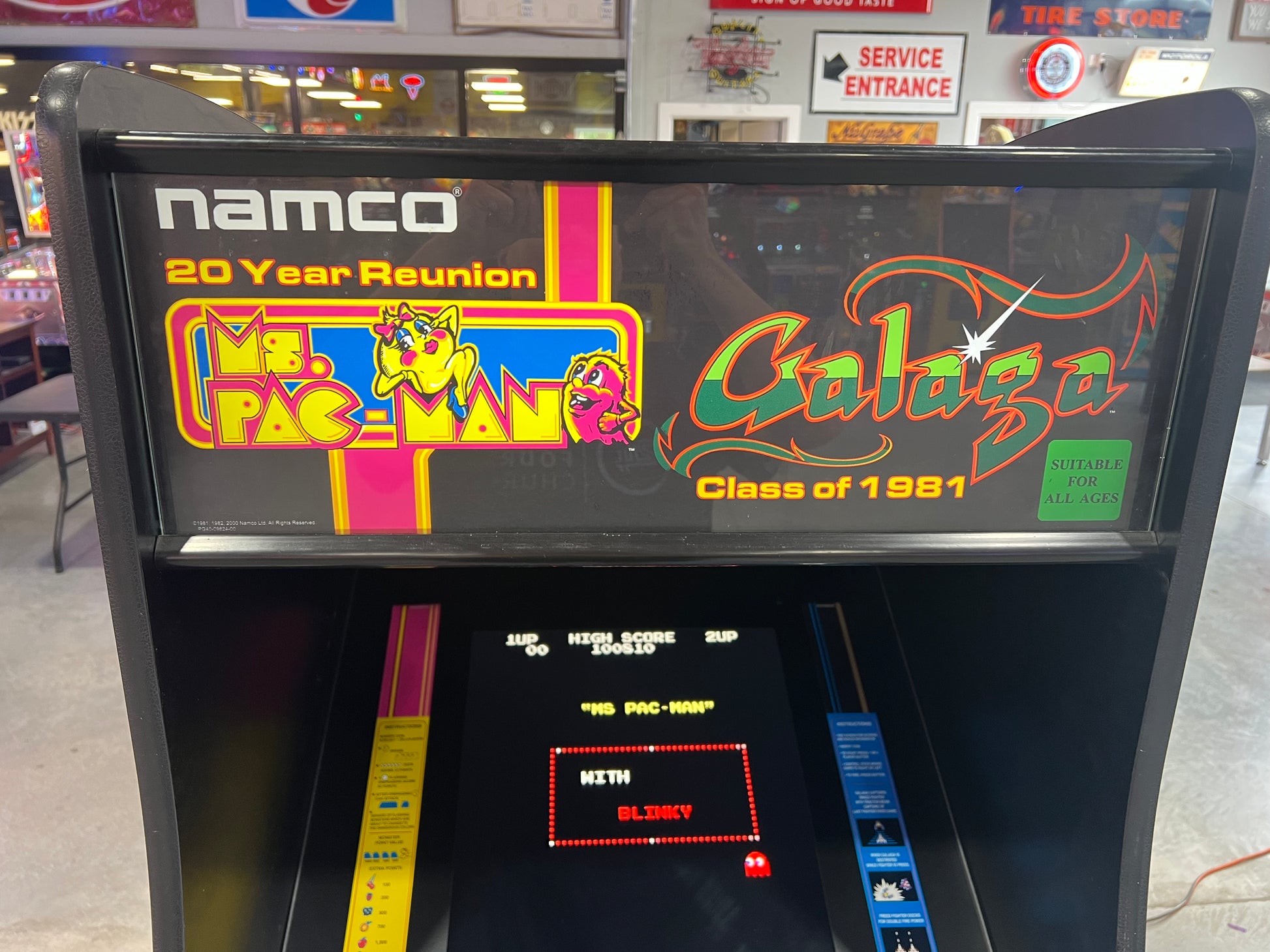 Ms Pac-Man Galaga Reunion Arcade Class of 1981 Game (also plays PAC-MAN) - Original NICE Cabinet - Works 100% Flat Screen BEAUTIFUL GAME!!!