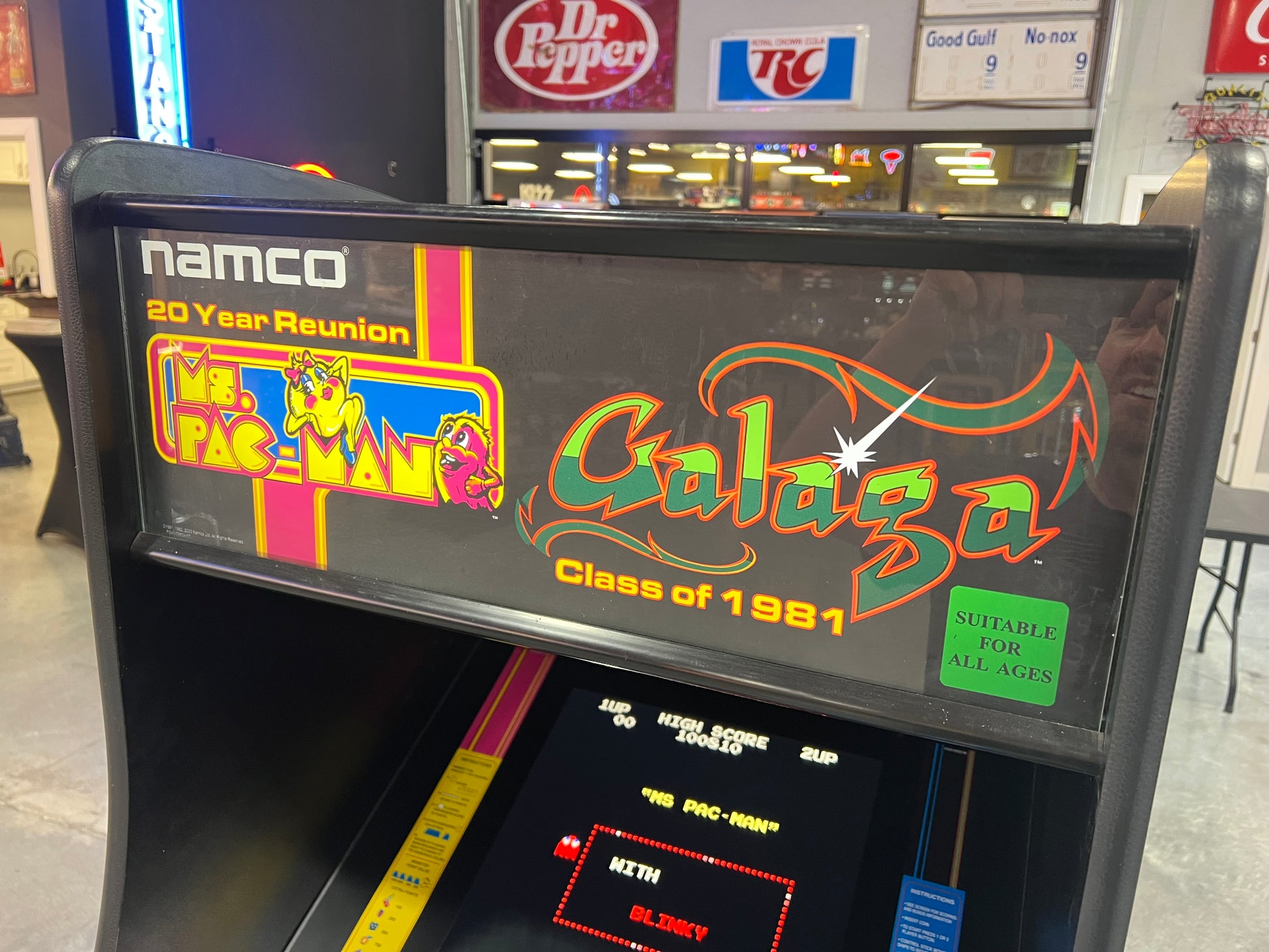 Ms Pac-Man Galaga Reunion Arcade Class of 1981 Game (also plays PAC-MAN) - Original NICE Cabinet - Works 100% Flat Screen BEAUTIFUL GAME!!!