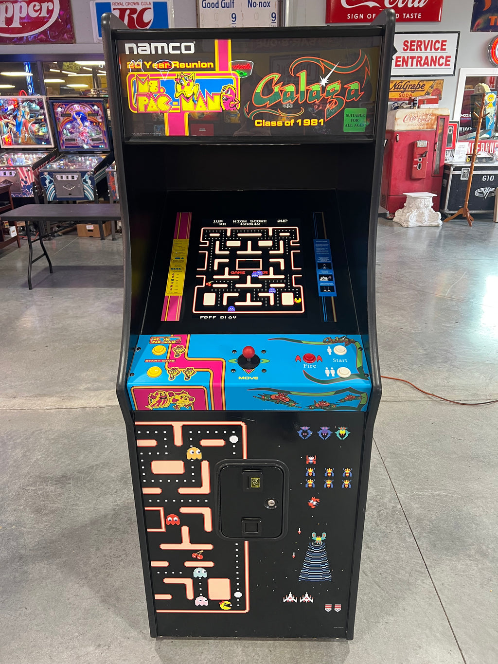 Ms Pac-Man Galaga Reunion Arcade Class of 1981 Game (also plays PAC-MAN) - Original NICE Cabinet - Works 100% Flat Screen BEAUTIFUL GAME!!!
