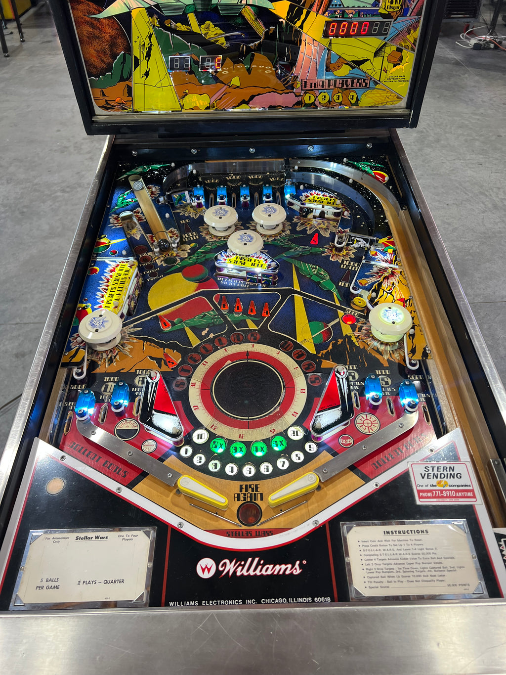 STELLAR WARS - 1979 Williams Pinball Machine - WORKS 100% - Great Playing FUN Game