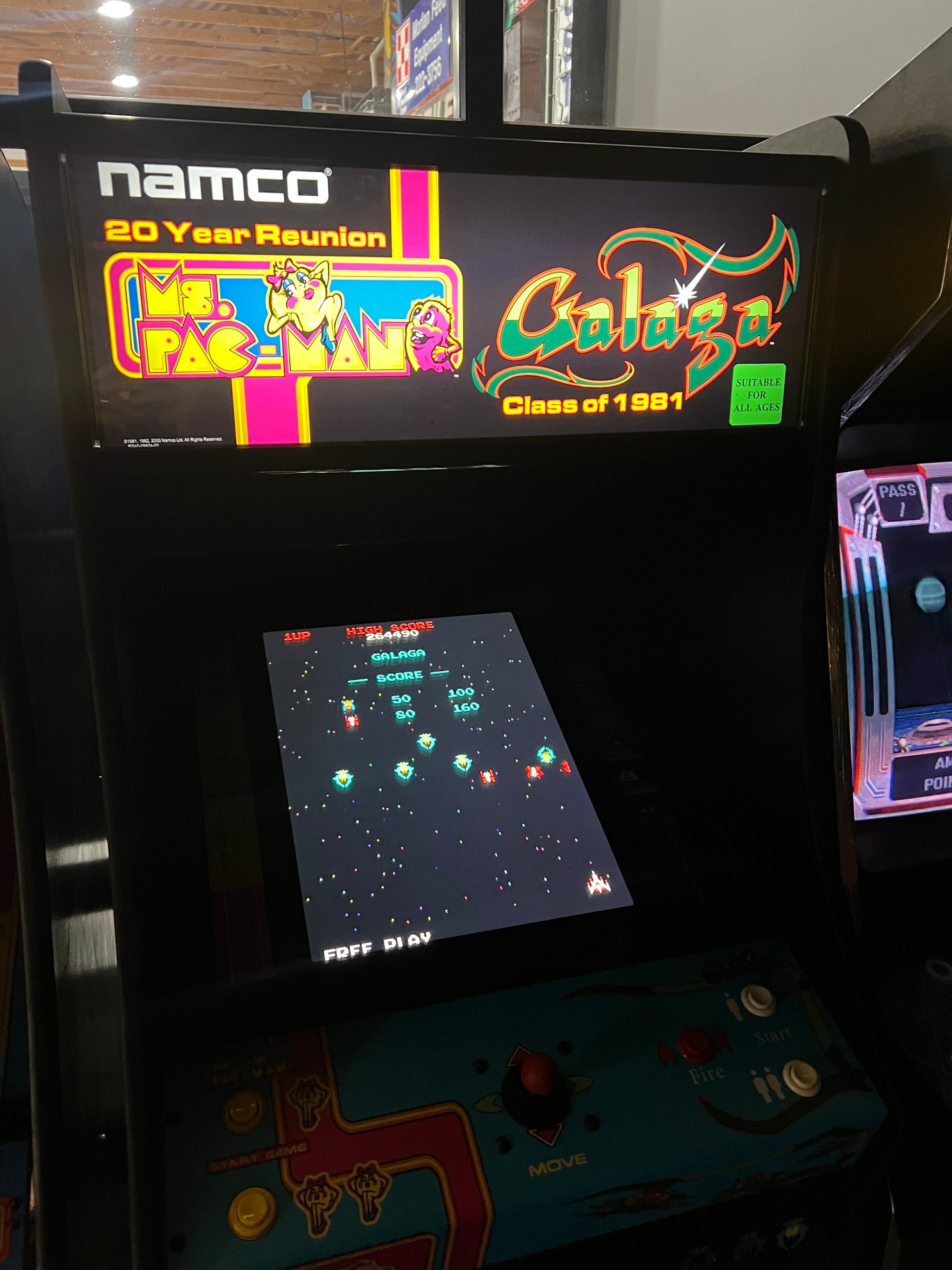 Ms Pac-Man Galaga Reunion Arcade Class of 1981 Game (also plays PAC-MAN) - Original NICE Cabinet - Works 100% Flat Screen BEAUTIFUL GAME!!!