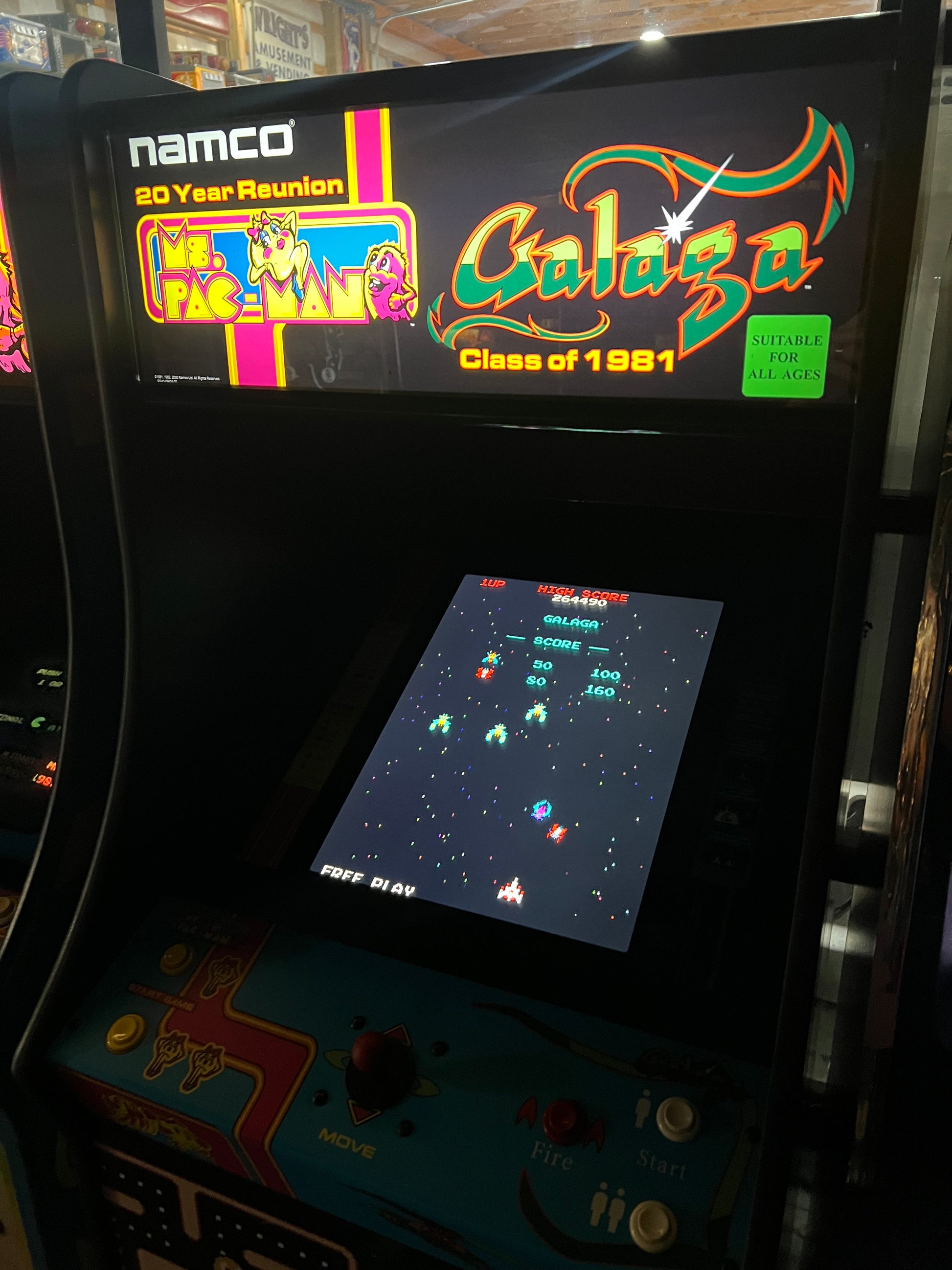 Ms Pac-Man Galaga Reunion Arcade Class of 1981 Game (also plays PAC-MAN) - Original NICE Cabinet - Works 100% Flat Screen BEAUTIFUL GAME!!!