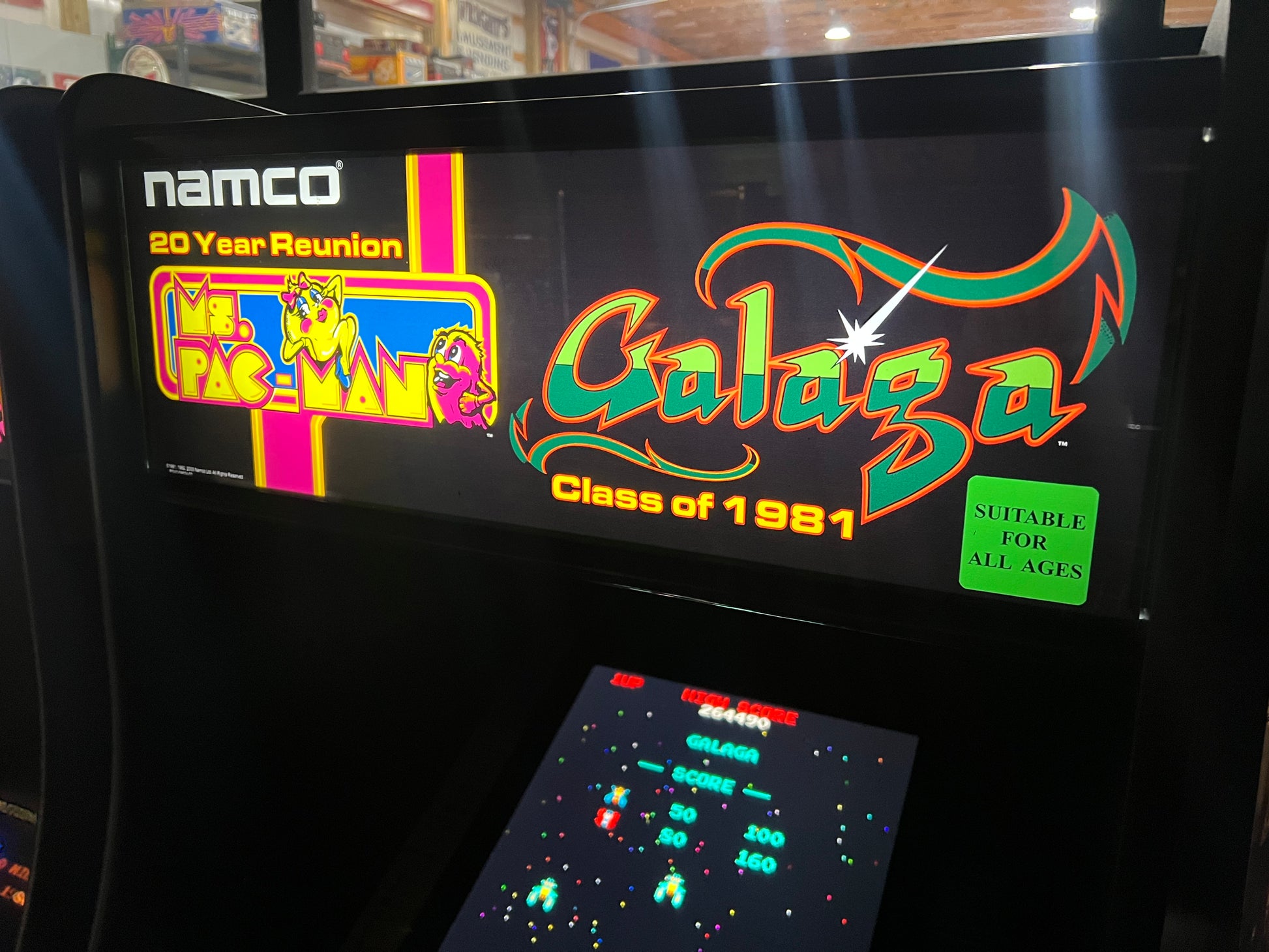 Ms Pac-Man Galaga Reunion Arcade Class of 1981 Game (also plays PAC-MAN) - Original NICE Cabinet - Works 100% Flat Screen BEAUTIFUL GAME!!!