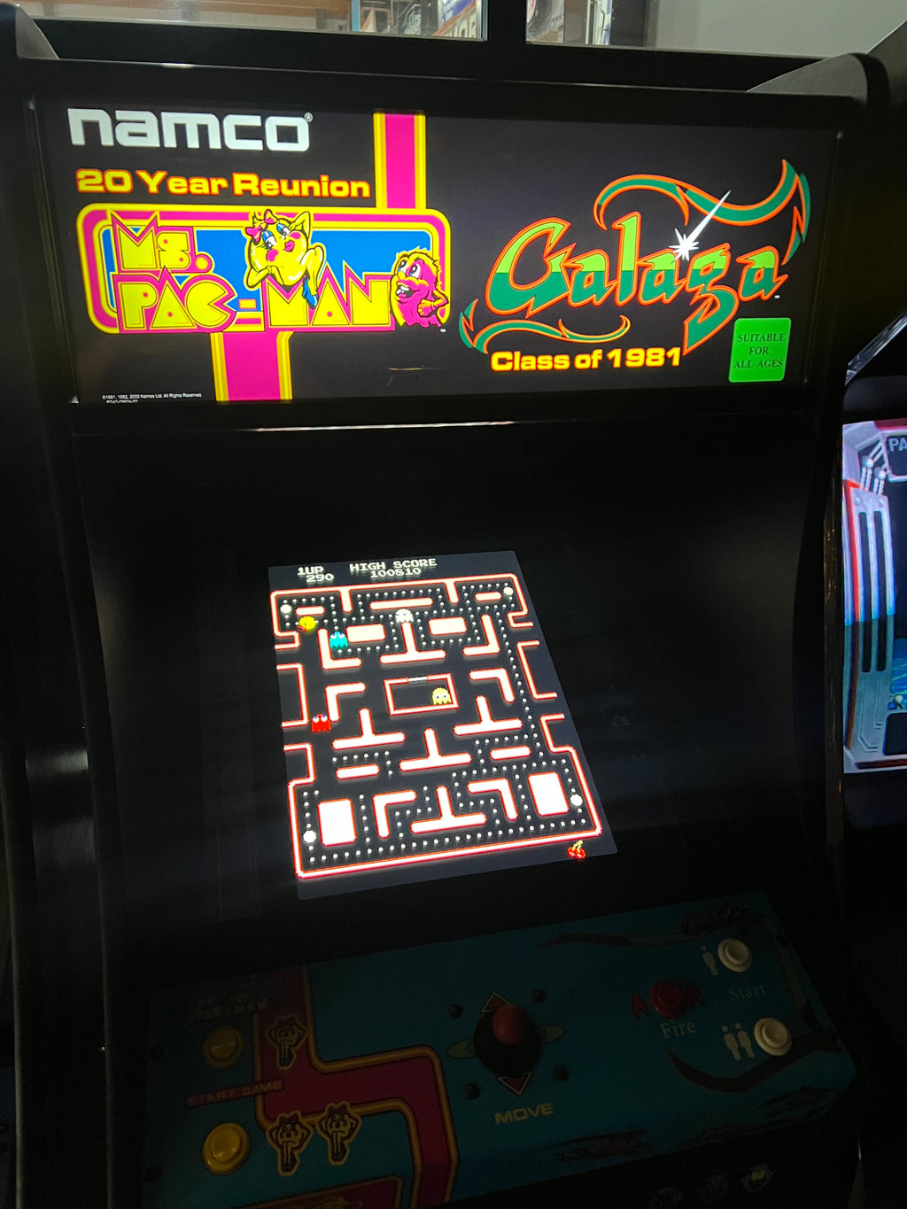 Ms Pac-Man Galaga Reunion Arcade Class of 1981 Game (also plays PAC-MAN) - Original NICE Cabinet - Works 100% Flat Screen BEAUTIFUL GAME!!!