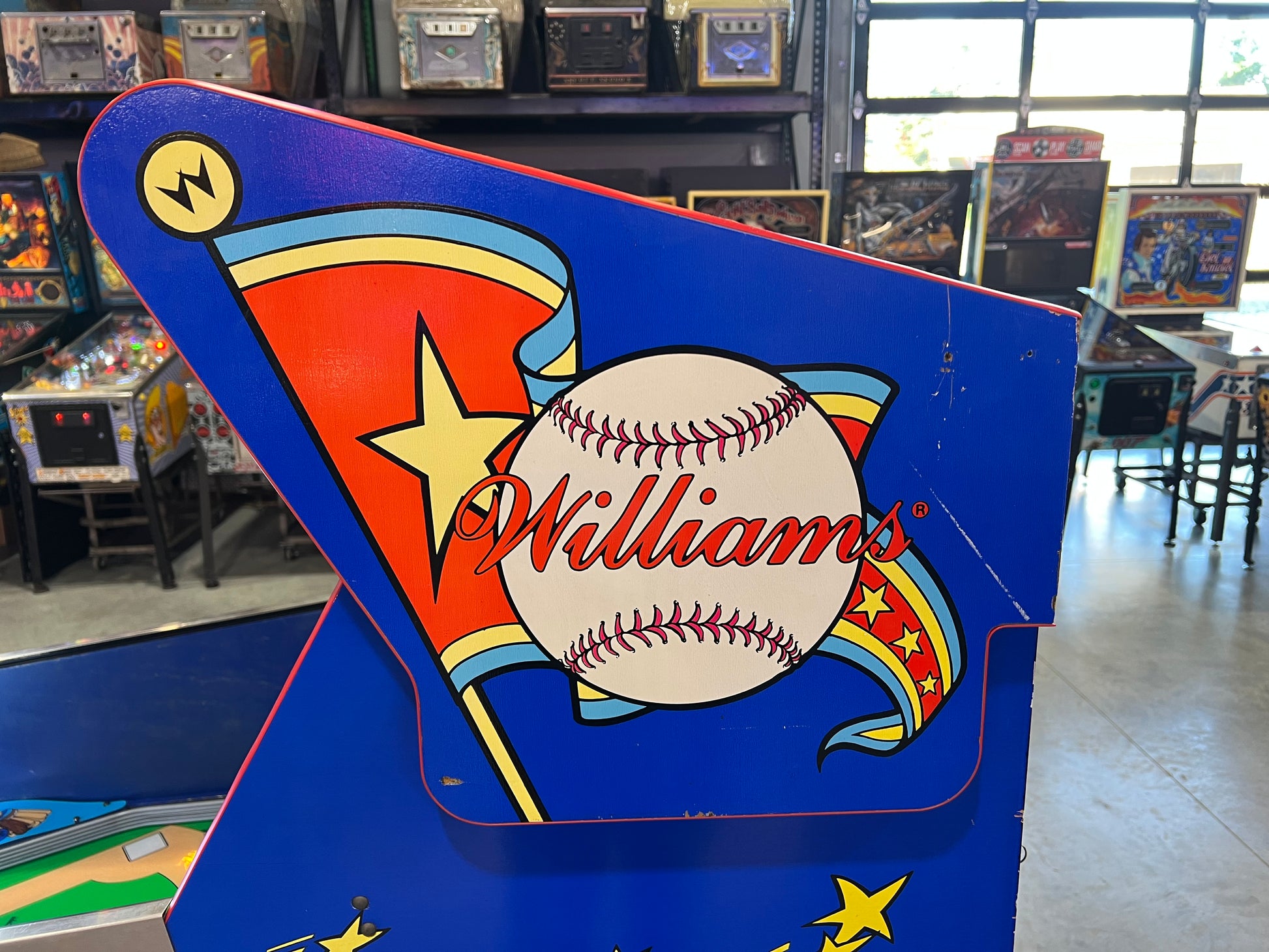 Slugfest 1991 Pitch and Bat Williams Pinball Machine - WORKS 100% - Nice Game DISPENSES BASEBALL CARDS!!! Card Shop Ready!