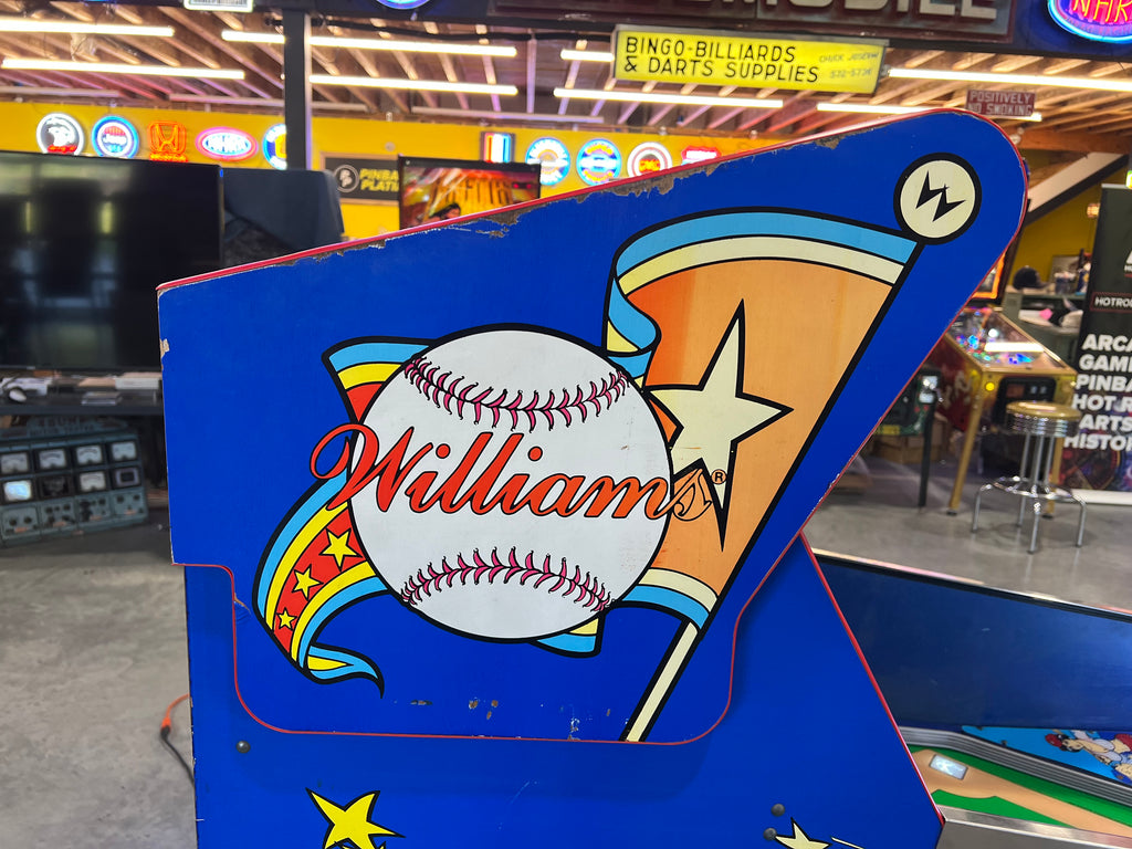 Slugfest 1991 Pitch and Bat Williams Pinball Machine - WORKS 100% - Nice Game DISPENSES BASEBALL CARDS!!! Card Shop Ready!