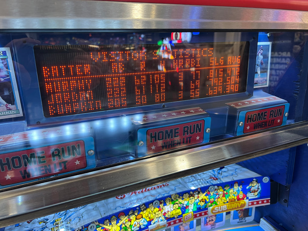 Slugfest 1991 Pitch and Bat Williams Pinball Machine - WORKS 100% - Nice Game DISPENSES BASEBALL CARDS!!! Card Shop Ready!