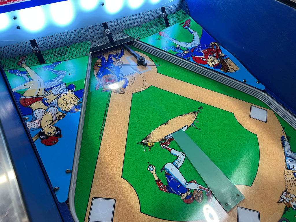 Slugfest 1991 Pitch and Bat Williams Pinball Machine - WORKS 100% - Nice Game DISPENSES BASEBALL CARDS!!! Card Shop Ready!