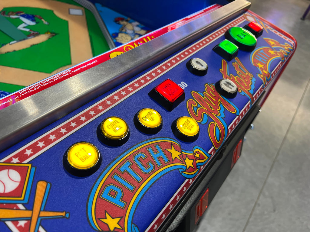 Slugfest 1991 Pitch and Bat Williams Pinball Machine - WORKS 100% - Nice Game DISPENSES BASEBALL CARDS!!! Card Shop Ready!