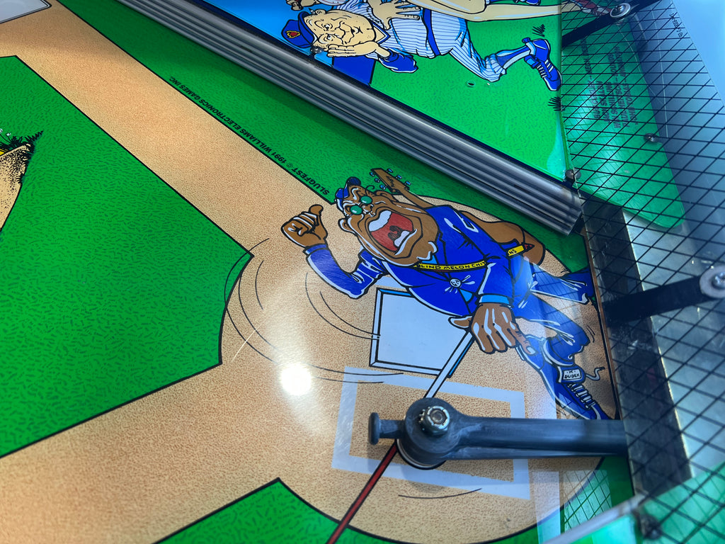 Slugfest 1991 Pitch and Bat Williams Pinball Machine - WORKS 100% - Nice Game DISPENSES BASEBALL CARDS!!! Card Shop Ready!
