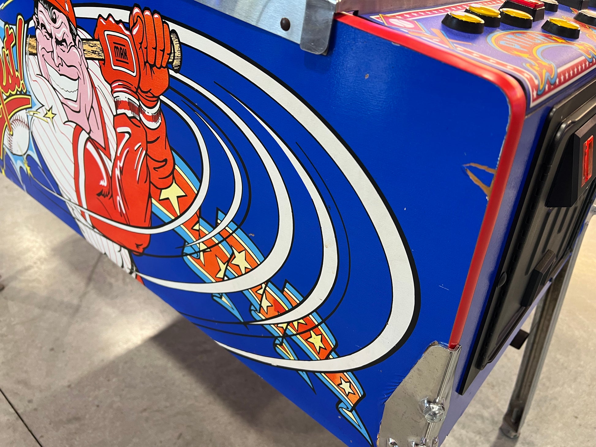 Slugfest 1991 Pitch and Bat Williams Pinball Machine - WORKS 100% - Nice Game DISPENSES BASEBALL CARDS!!! Card Shop Ready!