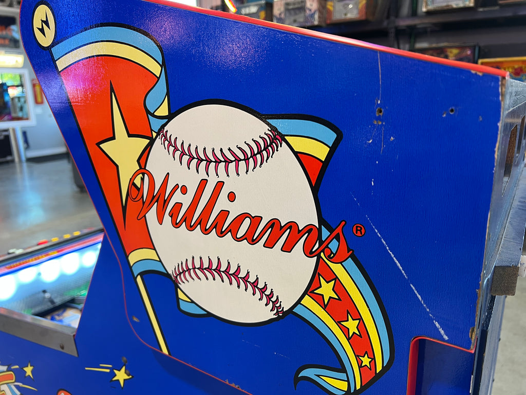 Slugfest 1991 Pitch and Bat Williams Pinball Machine - WORKS 100% - Nice Game DISPENSES BASEBALL CARDS!!! Card Shop Ready!