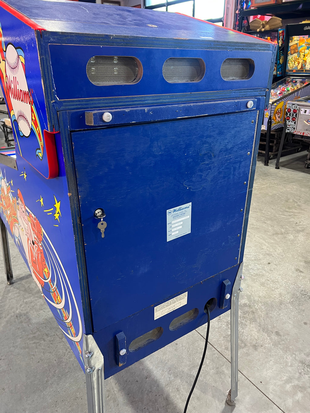 Slugfest 1991 Pitch and Bat Williams Pinball Machine - WORKS 100% - Nice Game DISPENSES BASEBALL CARDS!!! Card Shop Ready!