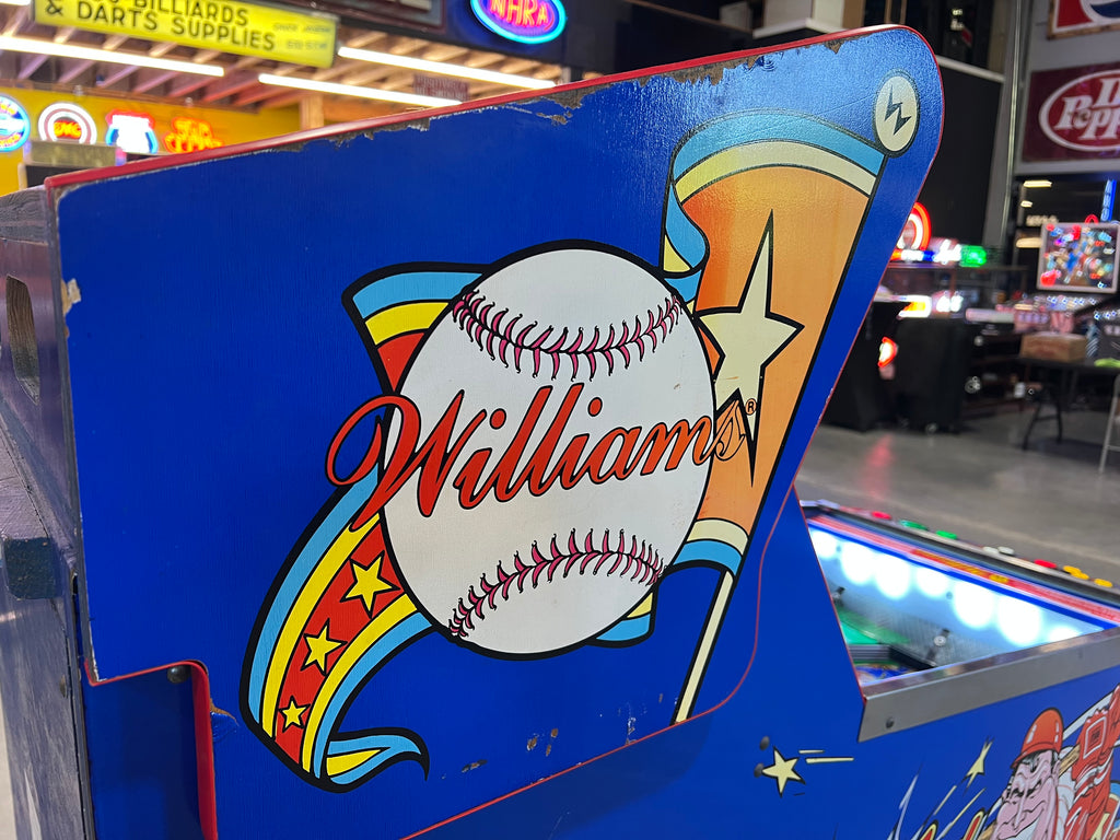 Slugfest 1991 Pitch and Bat Williams Pinball Machine - WORKS 100% - Nice Game DISPENSES BASEBALL CARDS!!! Card Shop Ready!