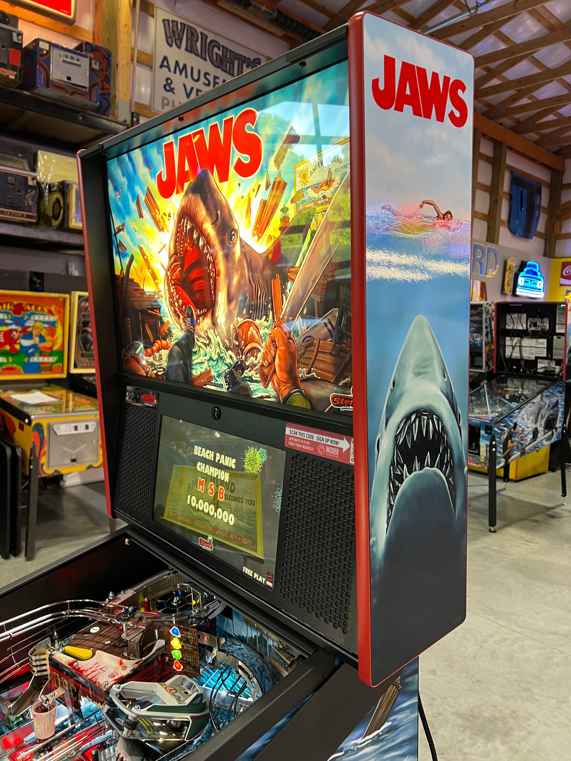 JAWS PREMIUM - 2026 Stern Pinball Machine - WORKS 100% - Brand New - INSIDER CONNECTED
