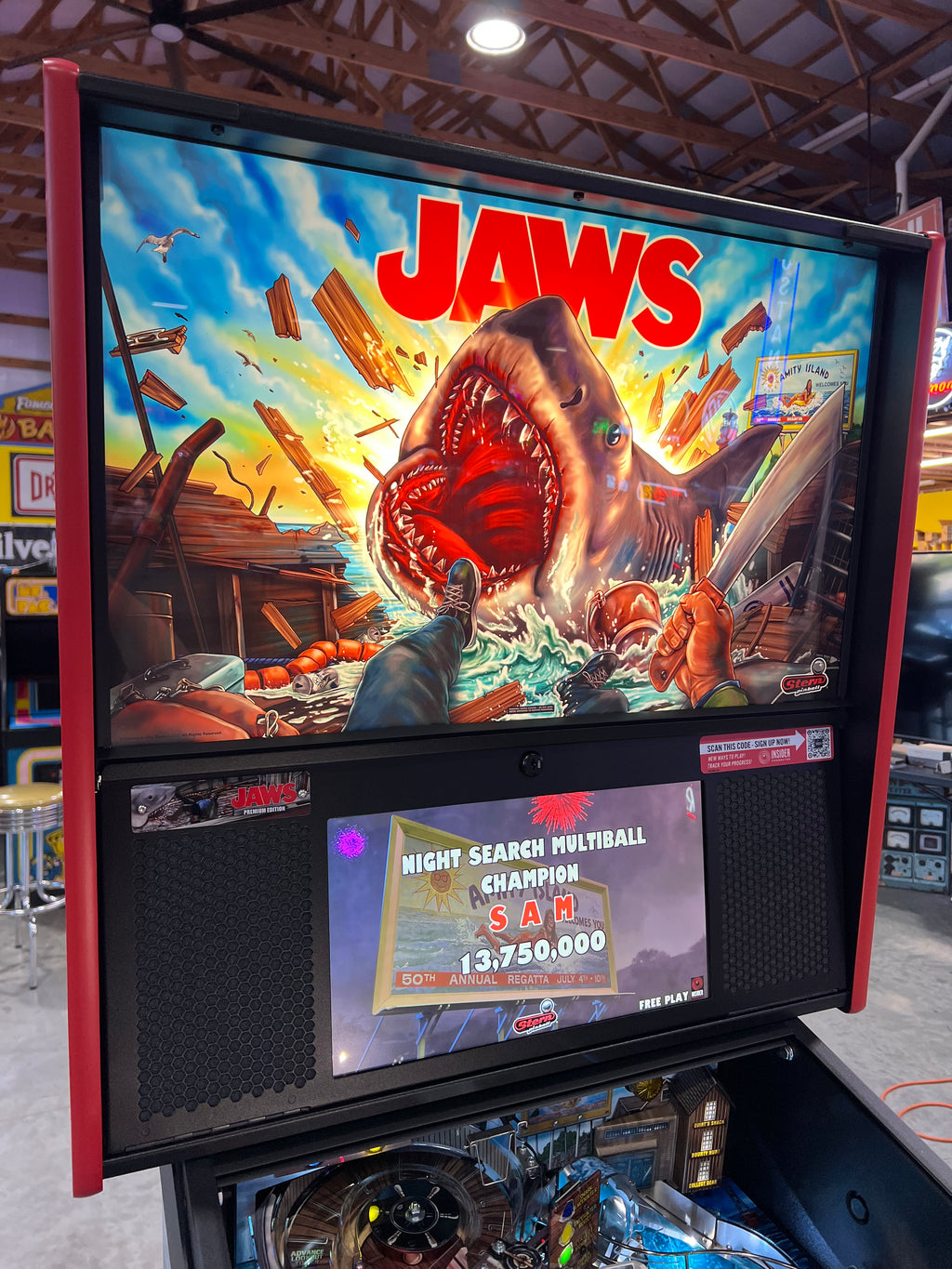 JAWS PREMIUM - 2026 Stern Pinball Machine - WORKS 100% - Brand New - INSIDER CONNECTED