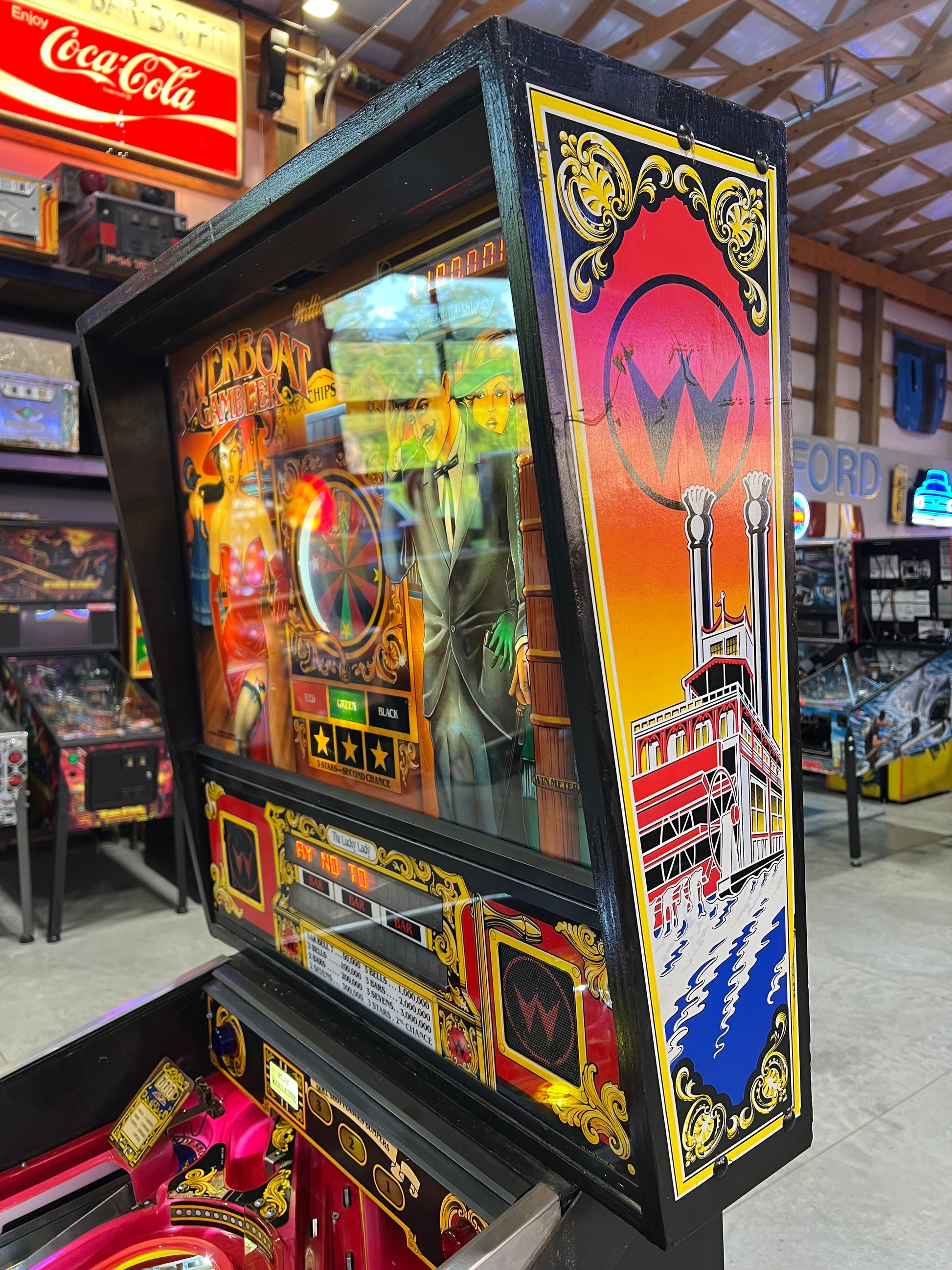 Riverboat Gambler - 1990 Williams Pinball Machine - WORKS 100% - READY TO GO! Every Element Works AS IT SHOULD!