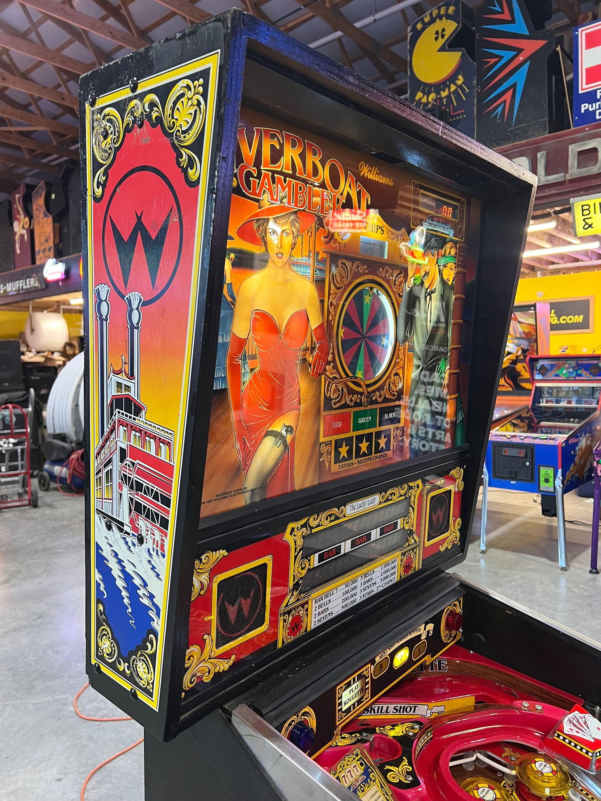 Riverboat Gambler - 1990 Williams Pinball Machine - WORKS 100% - READY TO GO! Every Element Works AS IT SHOULD!