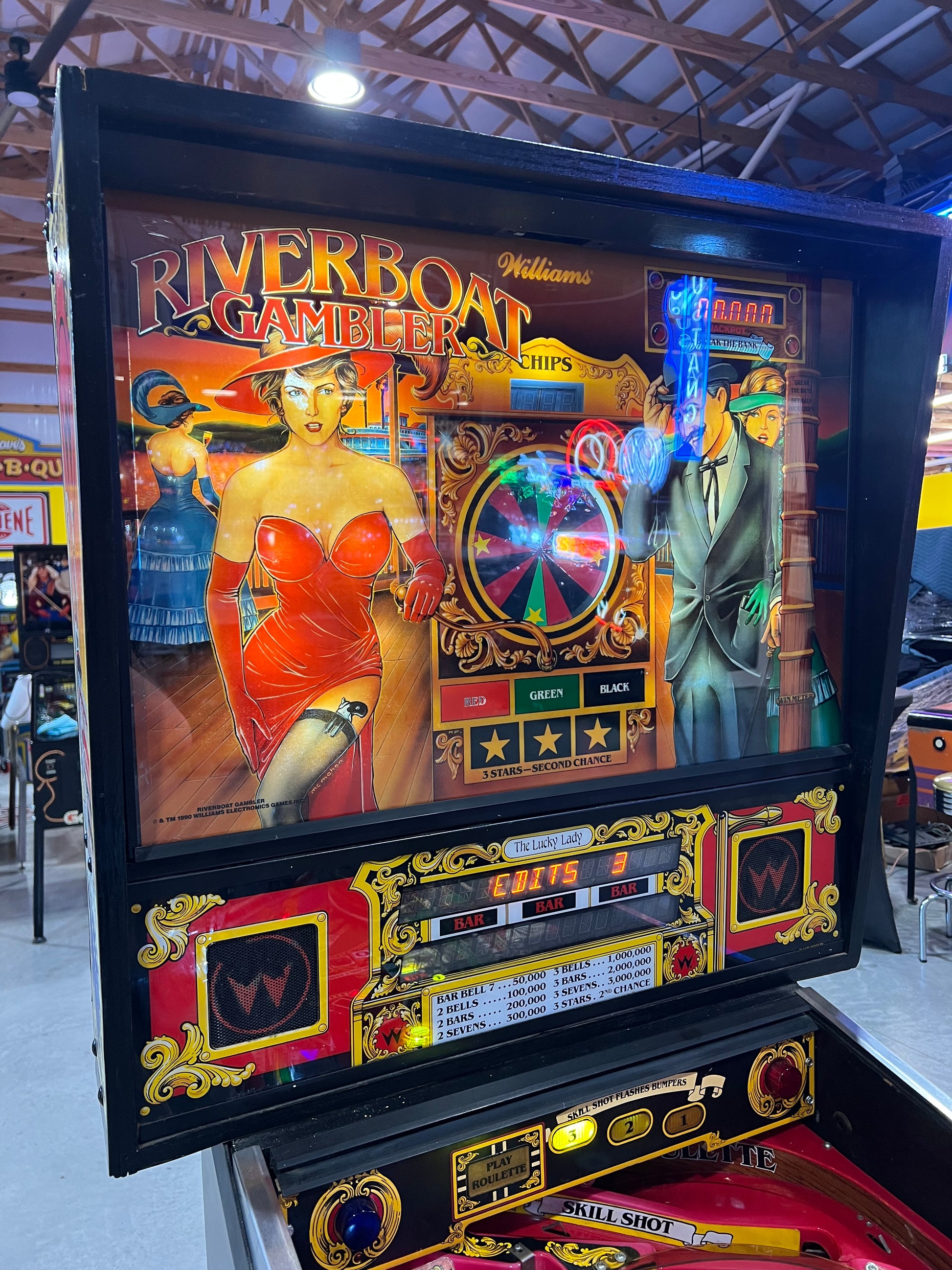 Riverboat Gambler - 1990 Williams Pinball Machine - WORKS 100% - READY TO GO! Every Element Works AS IT SHOULD!