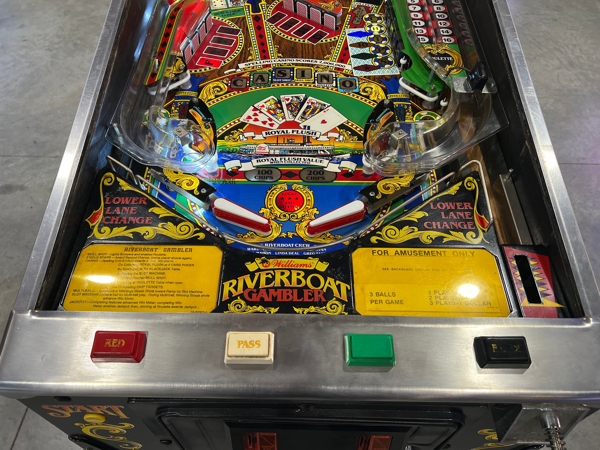 Riverboat Gambler - 1990 Williams Pinball Machine - WORKS 100% - READY TO GO! Every Element Works AS IT SHOULD!